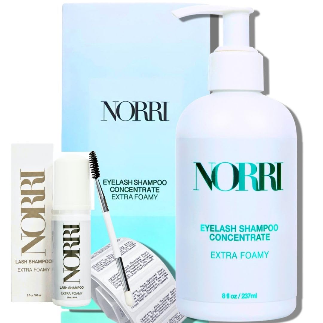 Oil-Free pH Balancing Lash Shampoo Concentrate & Foaming Eyelash Cleanser Duo with Brush Kit | Fragrance-Free, Non-Stinging Formula | Perfect for Lash Extensions, Sensitive Eyes & Daily Eyelash Care
