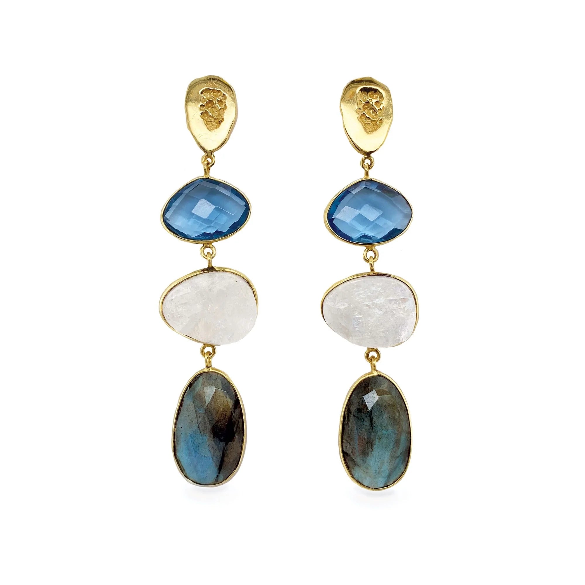 Multi Gemstone Drop Earrings - Blue Rhapsody | Elegant Dangling Jewelry for Women | Perfect for Parties, Weddings & Special Occasions