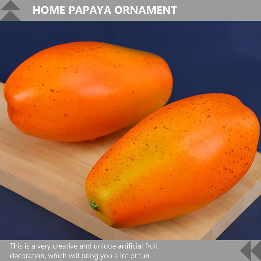 VALICLUD 1pc Realistic Artificial Yellow Papaya Fake Fruit - Lifelike PU Resin Kitchen Decor, Party Table Centerpiece, Food Display Prop, Photography Backdrop, Home Styling Accessory