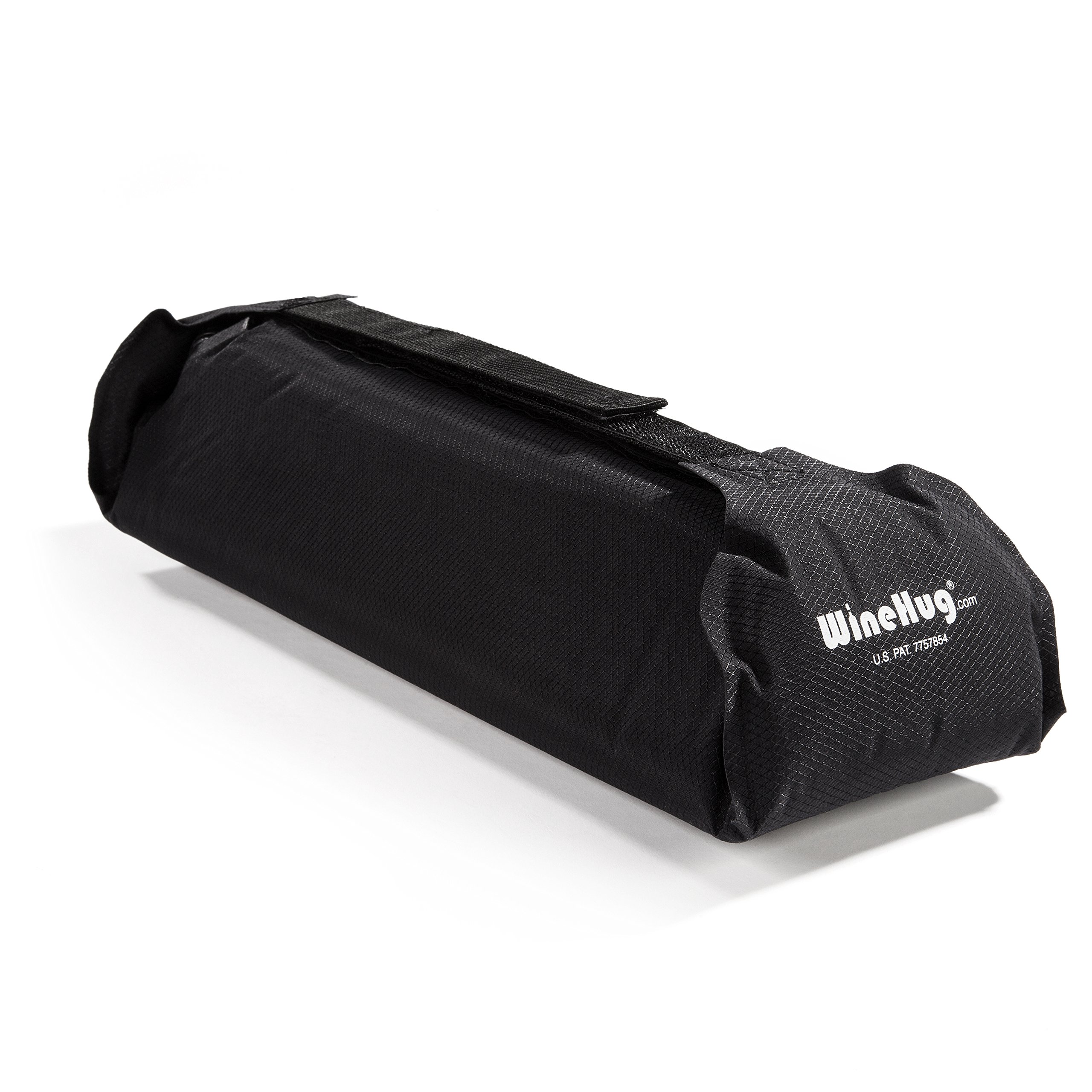 Winehug Self-Inflating Protective Travel Pouch for Wine Bottles - Black | Perfect for Airplane, Camping & Gift Packaging