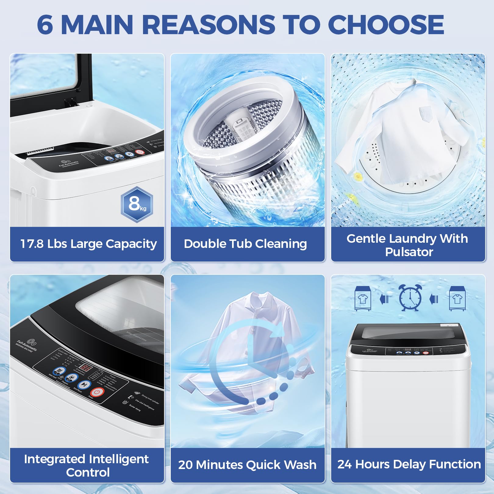 Nictemaw 2.4 Cu.ft Portable Washing Machine - 17.8Lbs Capacity, 10 Wash Programs & 8 Water Levels - Compact Mini Washer for Apartments, Dorms, RVs with Glass Cover - Perfect for Small Spaces, Travel & Off-Grid Living