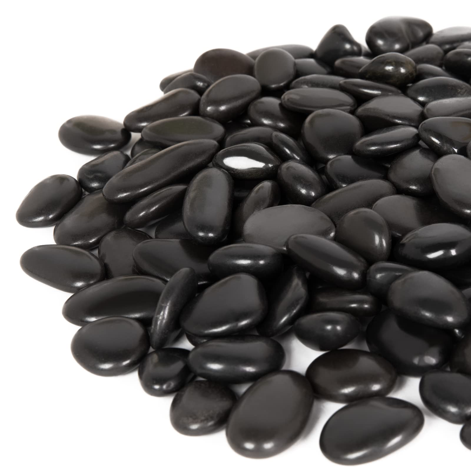 GASPRO 15lb Black River Rocks - Polished Decorative Pebbles for Landscaping, Garden, Plants, Vase Filler (1-2 Inch) - Perfect for Home Decor, Aquariums & Outdoor Projects