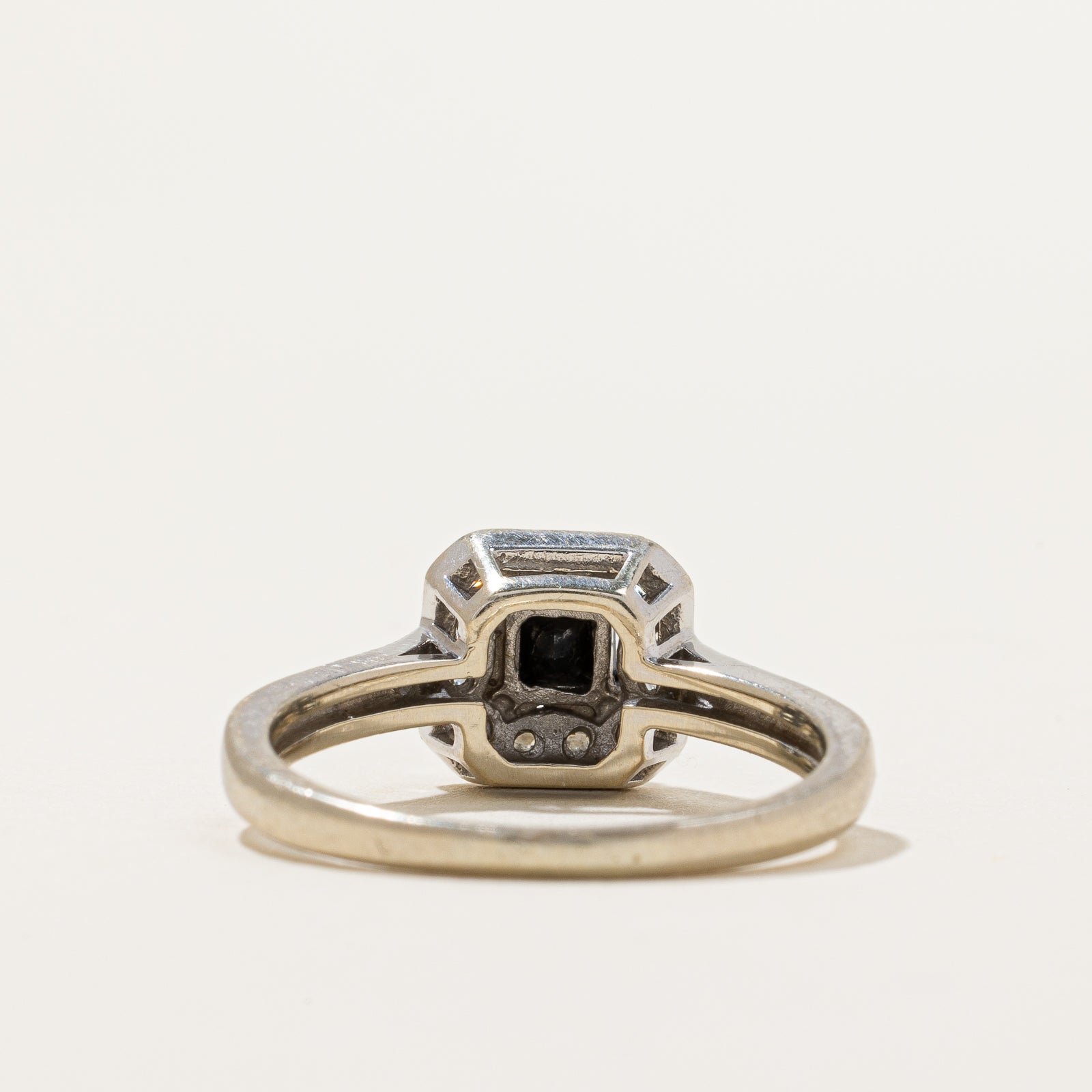 Exquisite Black Diamond & Diamond Halo Ring | 0.30ct Center Stone & 0.18ctw Halo | Size 6.5 | Elegant Wedding, Engagement & Anniversary Jewelry Gift for Her