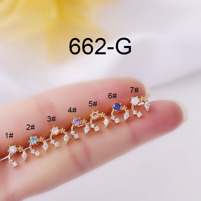20G Cartilage Tiny Stud Earrings - Flat Back Crystal Earrings for Women | HSPJ662 | Perfect for Daily Wear, Parties & Gifts