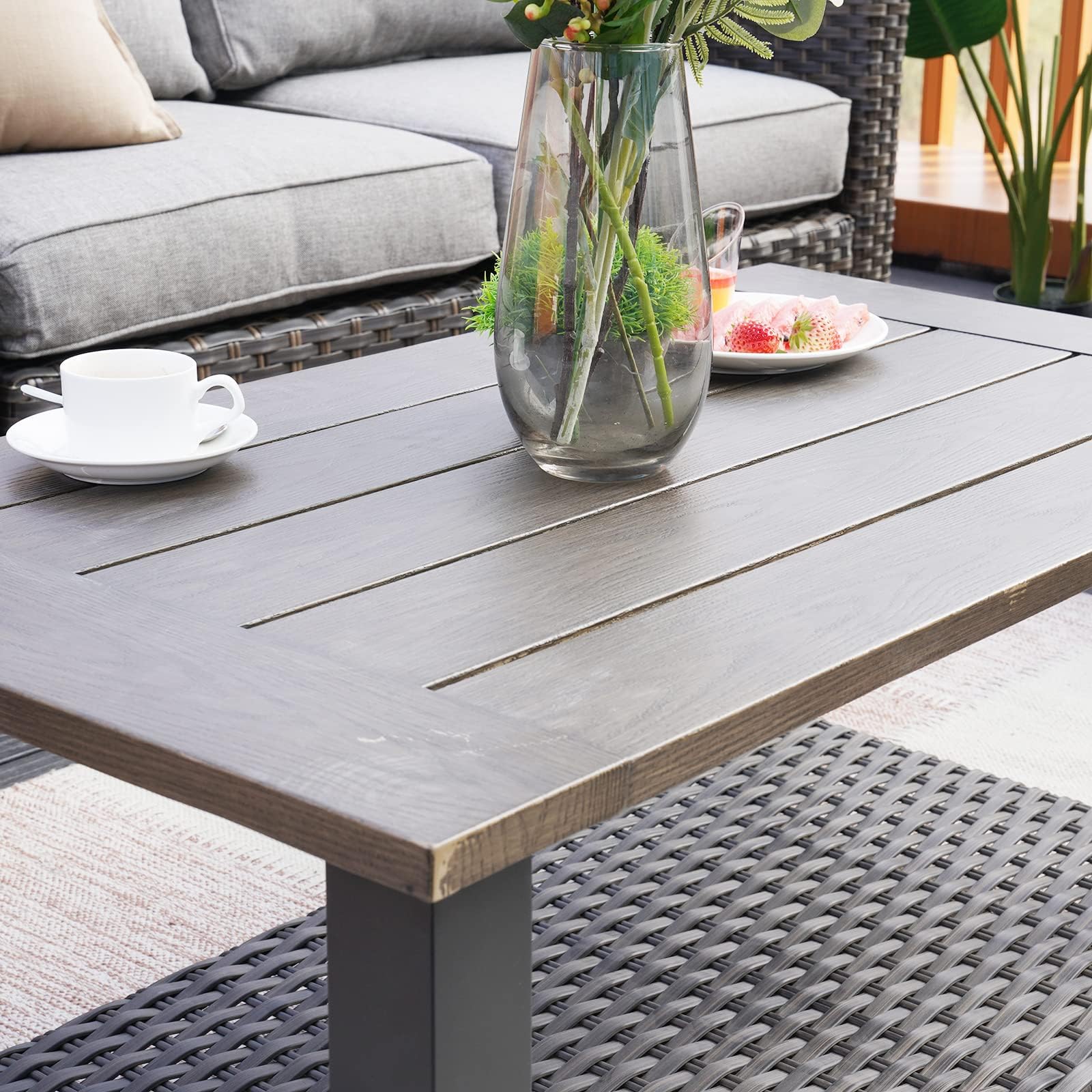 9-Piece Grand Patio Sofa Set with Coffee Table - Outdoor Wicker Sectional Furniture with Thick Cushions for Garden, Yard, Porch - Perfect for Entertaining Guests & Relaxing Outdoors