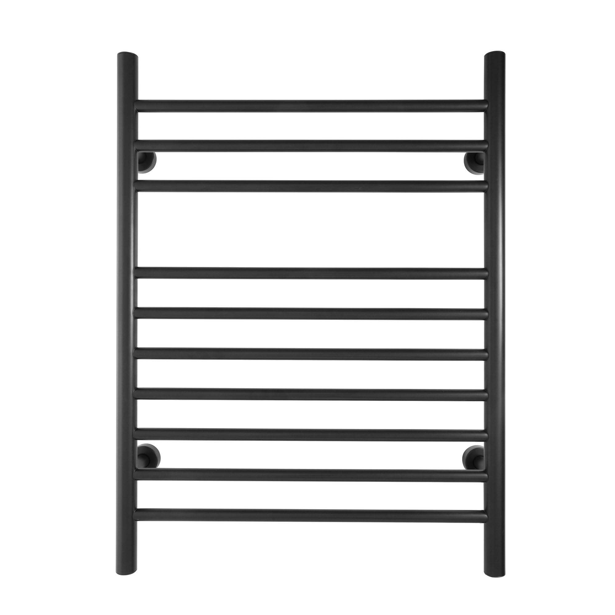 WarmlyYours 10-Bar Electric Towel Warmer - Wall Mounted Heated Towel Rack in Matte Black | Plug-in or Hardwired Installation | Luxury Bathroom Accessory for Warm Dry Towels | Perfect for Spa, Hotel & Home Bathroom Use