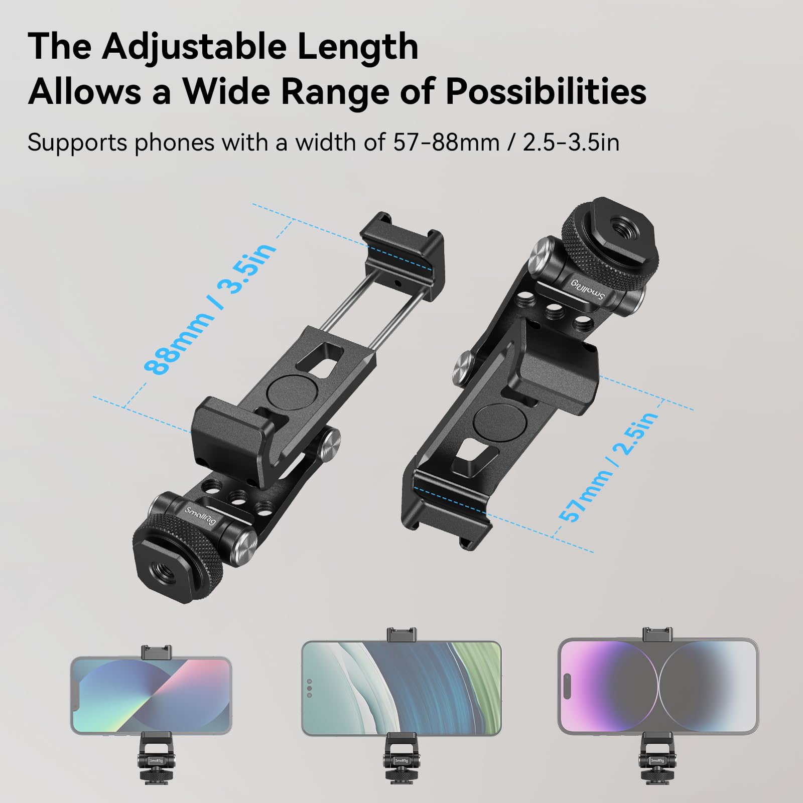 SMALLRIG Universal Metal Phone Mount with Cold Shoe Mount - Adjustable Smartphone Tripod Adapter for iPhone 15/14, Samsung Galaxy & More | Perfect for Vlogging, Live Streaming & Photography (Model 4382)