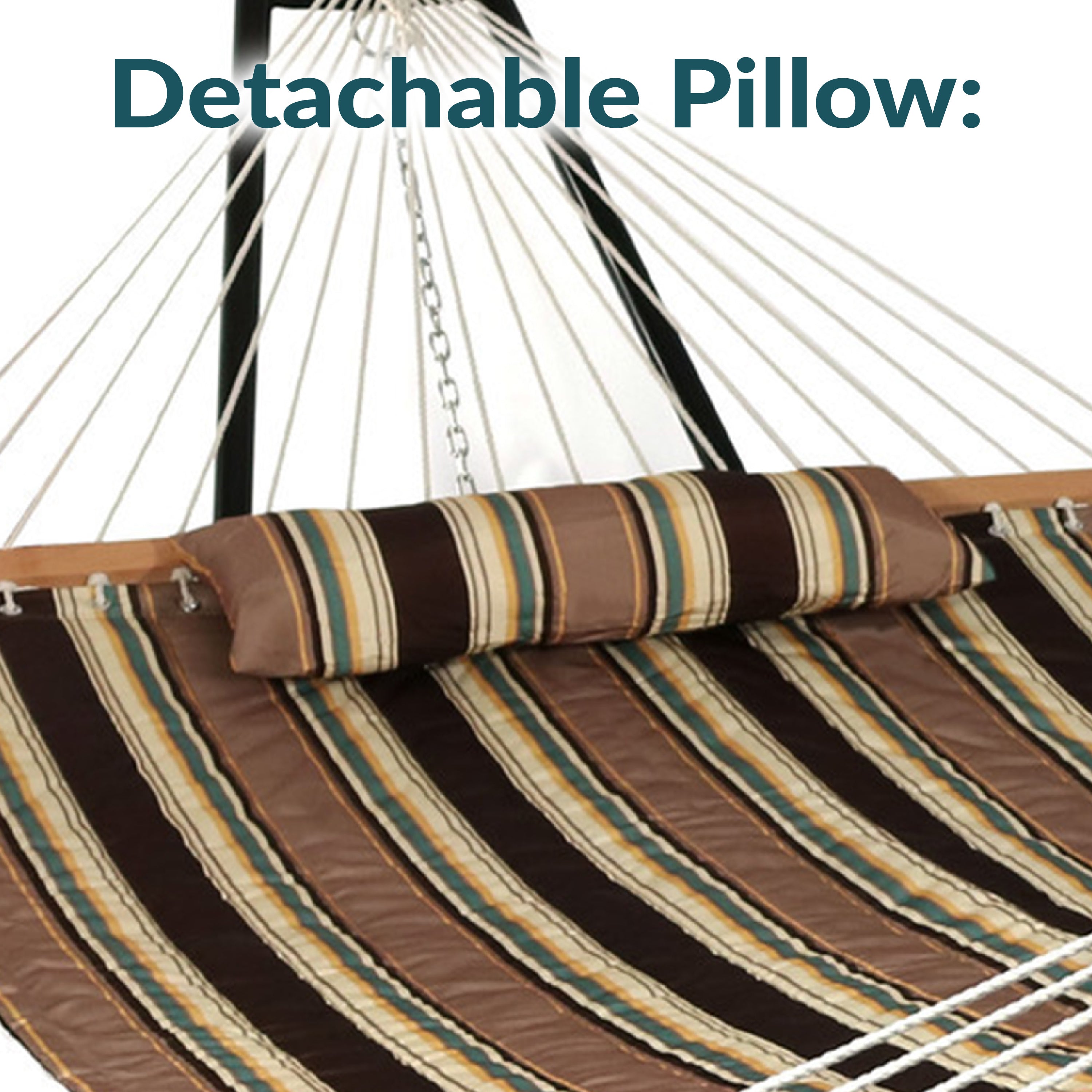 Sunnydaze 2 Person Quilted Fabric Double Hammock with Pillow - Portable Outdoor Hammock for Backyard, Camping & Beach Relaxation