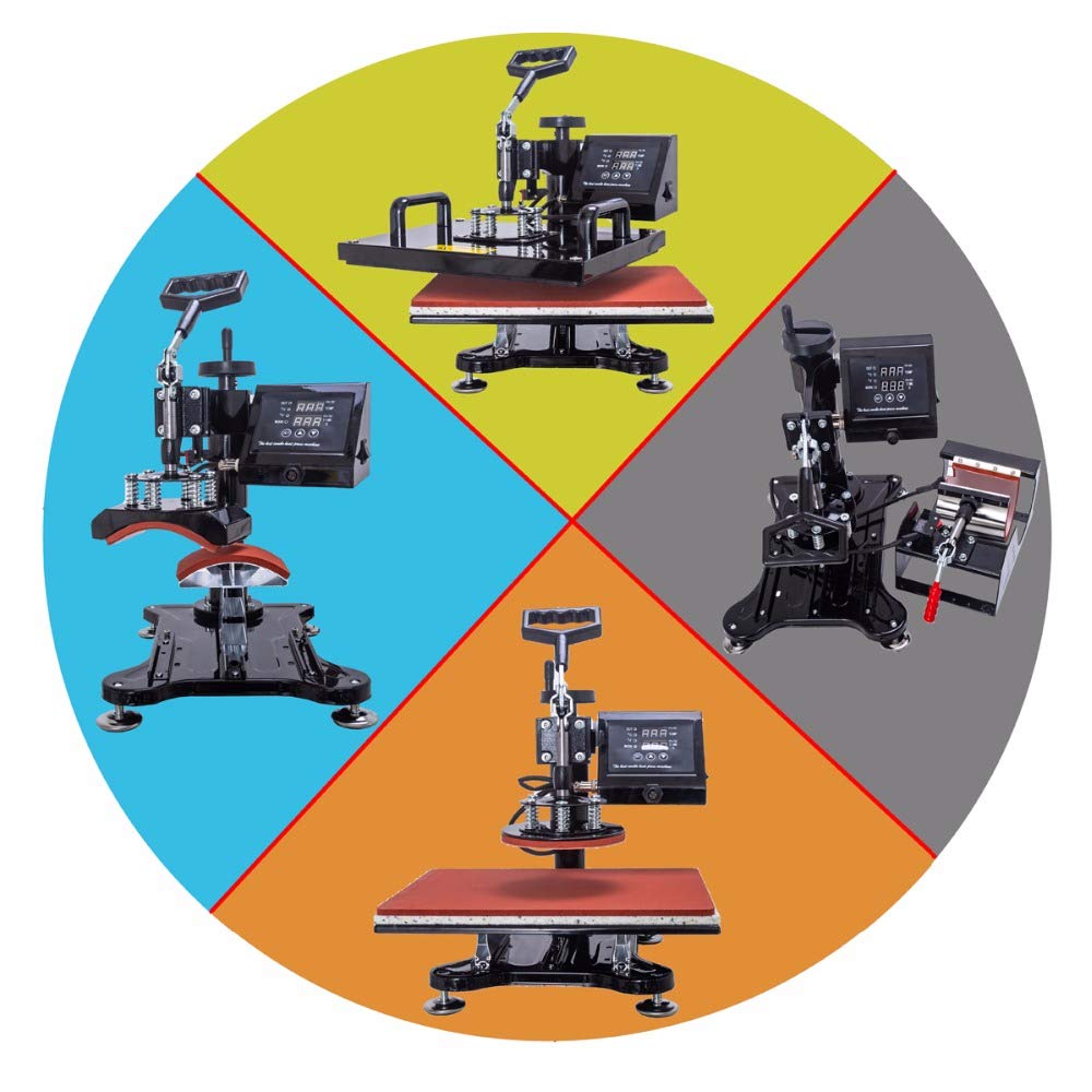 8 in 1 Combo Heat Press Machine 38X38 - Sublimation & Heat Transfer for T-Shirts, Mugs, Caps, Phone Cases - Perfect for DIY Crafts & Small Business Printing (EU Plug)