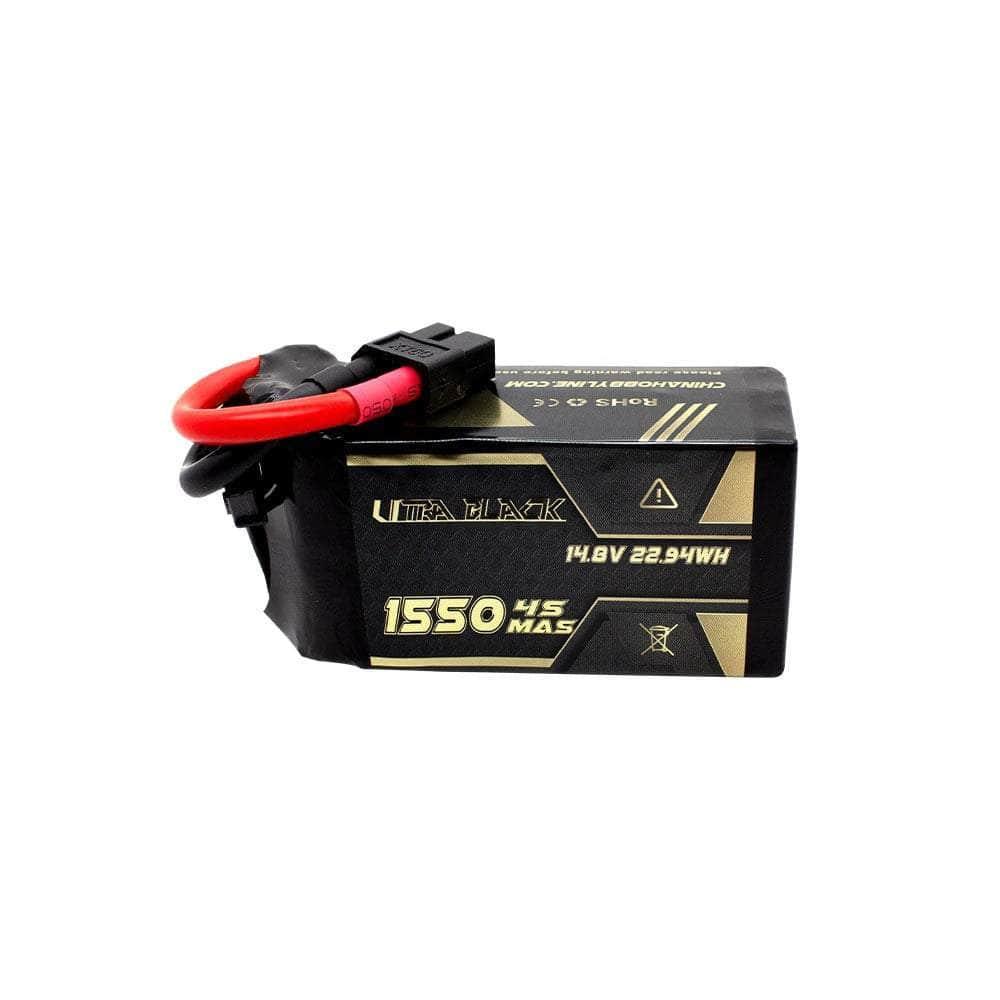 CNHL Ultra Black Series 14.8V 4S 1550mAh 150C LiPo Battery with XT60 Connector - High Performance RC Drone & Airplane Battery for FPV Racing and Aerial Photography