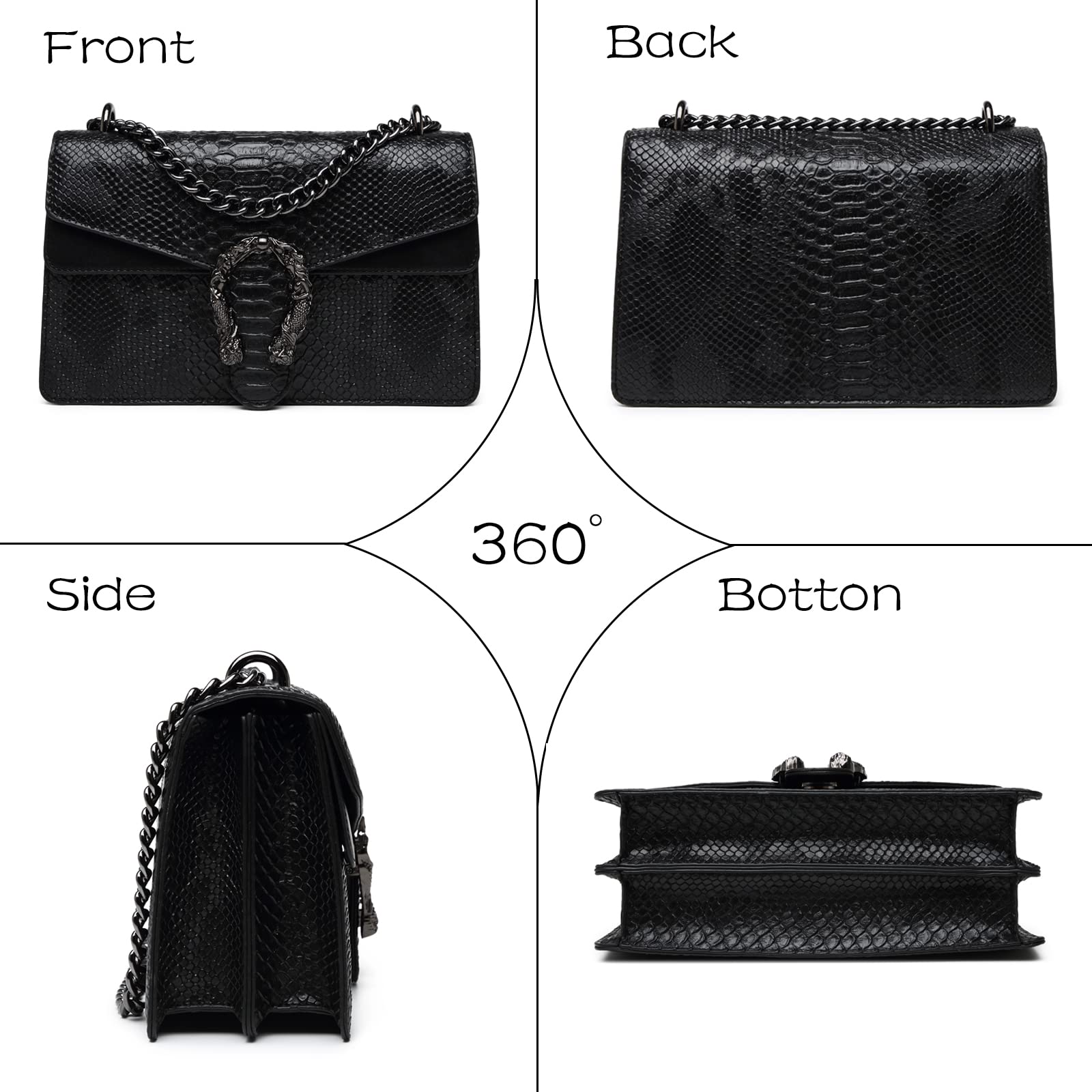 MYHOZEE Women's Crossbody Bag - Snake Print Leather Clutch Purse with Chain Strap, Fashion Shoulder Bag for Evening, Party, and Daily Use