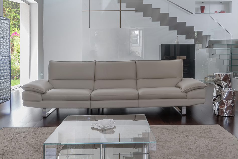 Nicoleti Dave Leather Sectional Sofa - Italian Genuine Leather Living Room Couch for Modern Home & Office Lounge