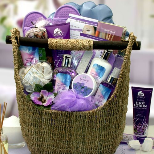 Lavender Spa Gift Basket Set - Relaxing Aromatherapy Gifts for Women, Includes Bath Salts, Candles & Luxurious Self-Care Essentials - Perfect for Birthday, Mother's Day & Stress Relief Gifts