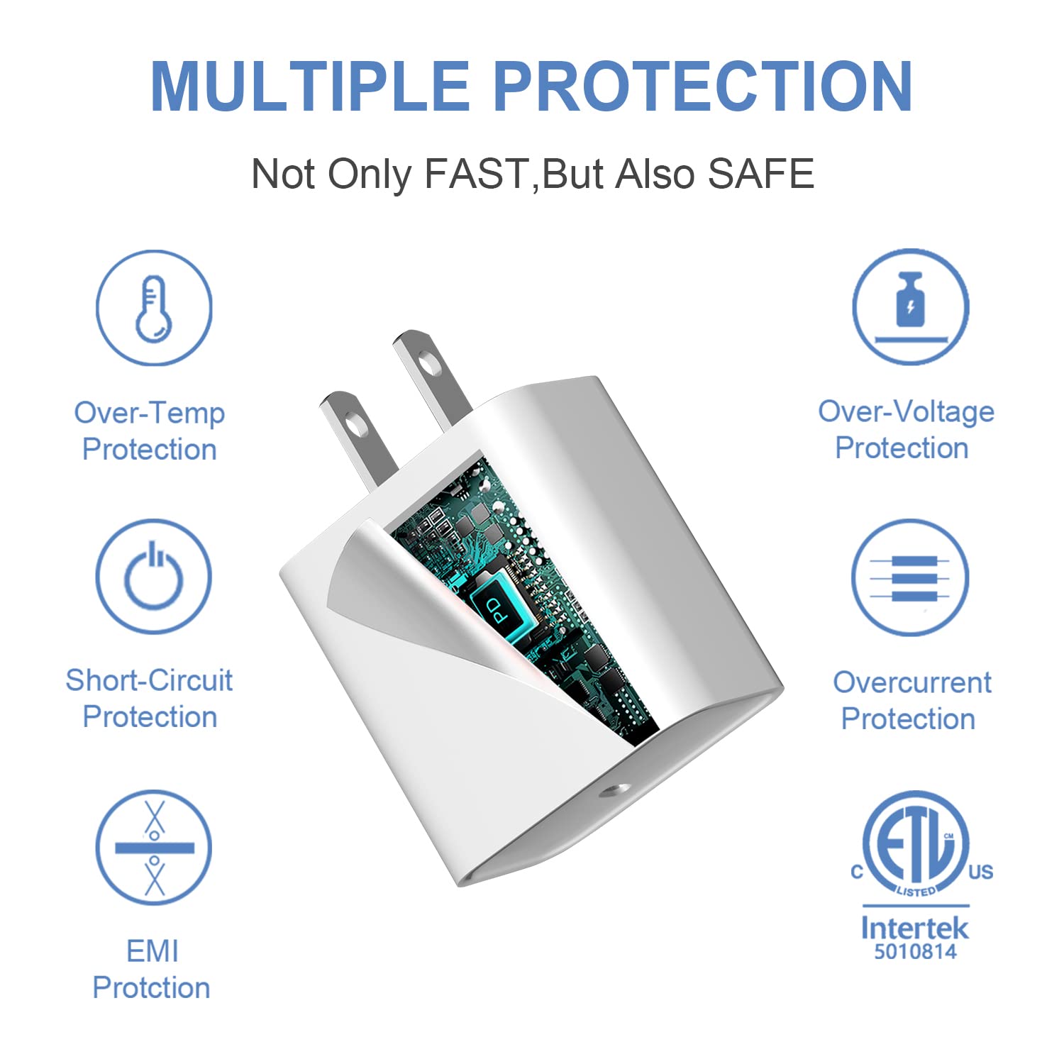 Fast Charging USB C Wall Charger Block 2-Pack - 20W PD Type C Power Adapter for iPhone 16/16 Plus/16 Pro/16 Pro Max/15/15 Plus/15 Pro/15 Pro Max/14/14 Pro Max/13/13 Mini/12/12 Pro Max & Samsung Galaxy - Perfect for Home, Office & Travel Charging