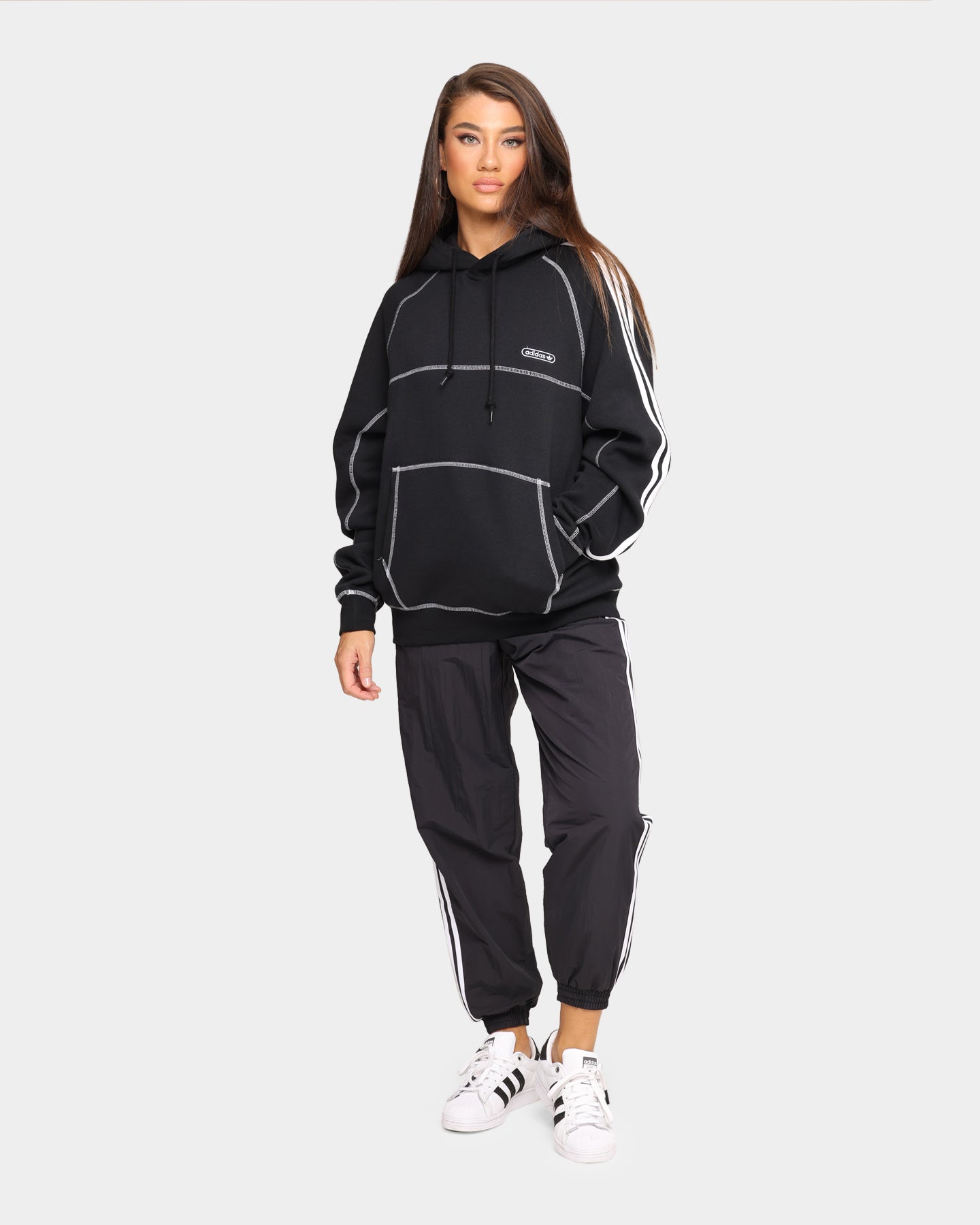 Adidas Contrast Stitch Hoodie Black - Men's Casual Pullover Sweatshirt for Streetwear & Gym Workouts