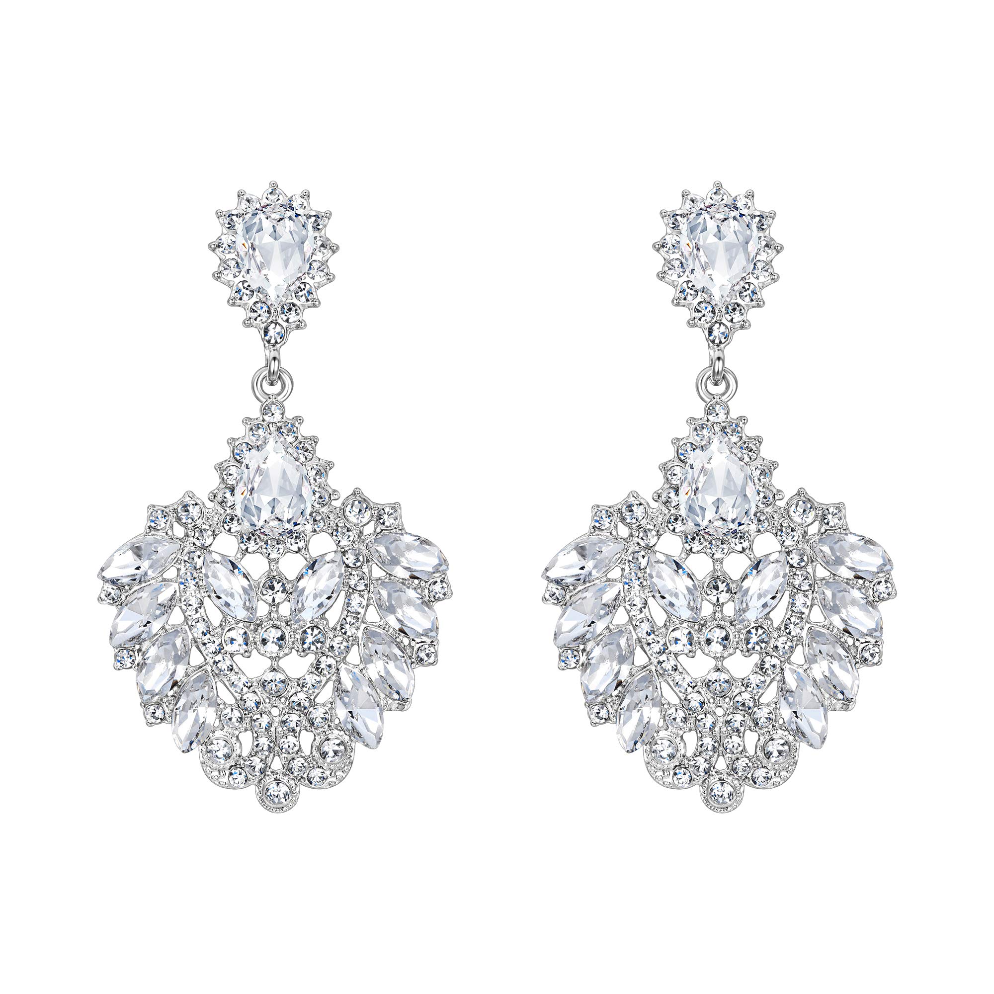 BriLove Crystal Marquise Chandelier Dangle Earrings for Women - Elegant Wedding & Bridal Jewelry, Perfect for Bridal Showers, Prom, Evening Parties and Special Occasions