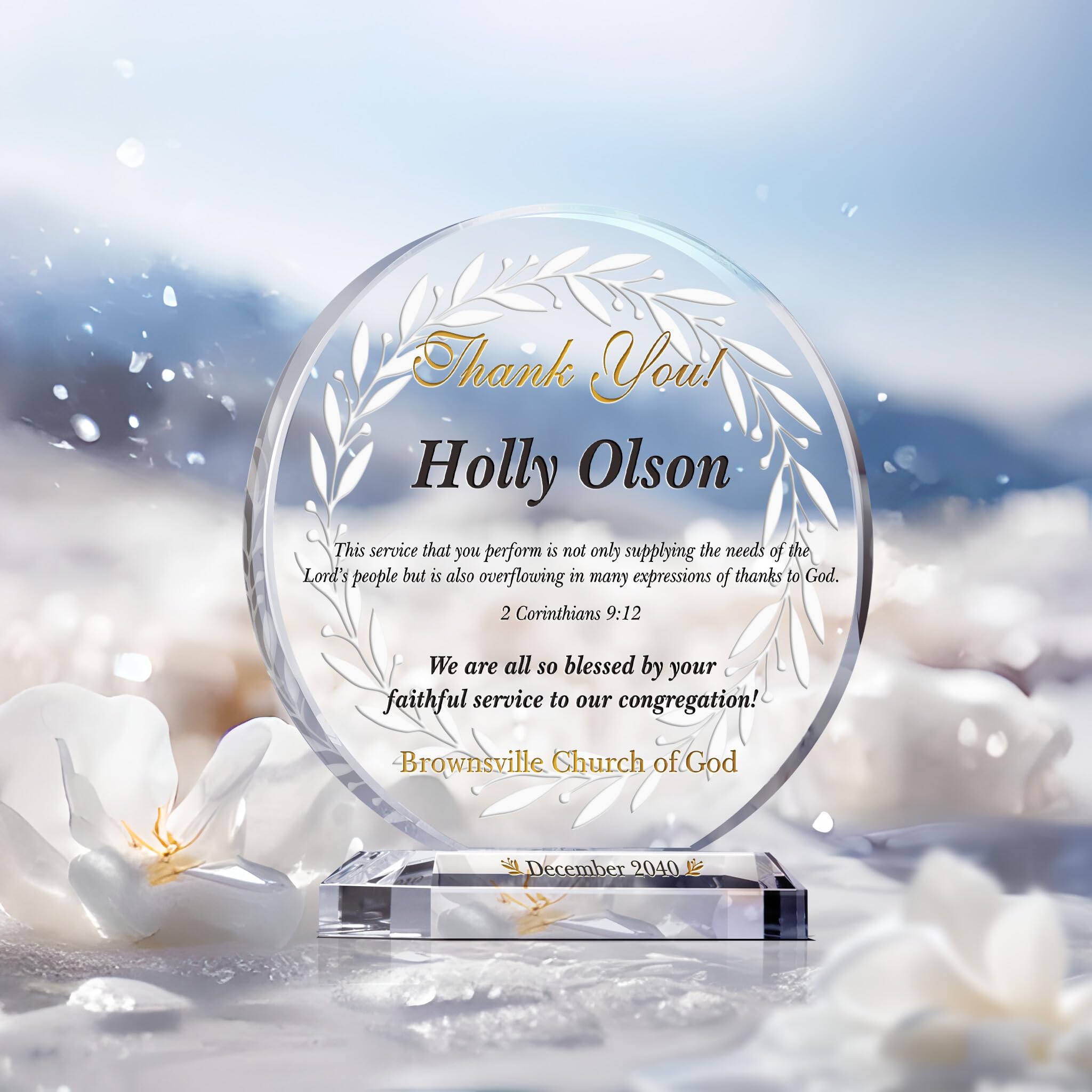 Custom Engraved Crystal Church Appreciation Plaque for Pastors & Ministers - Personalized Bible Verse Gift for Church Staff, Volunteers & Leaders - 8 Inch Religious Keepsake for Ordinations, Anniversaries & Special Occasions