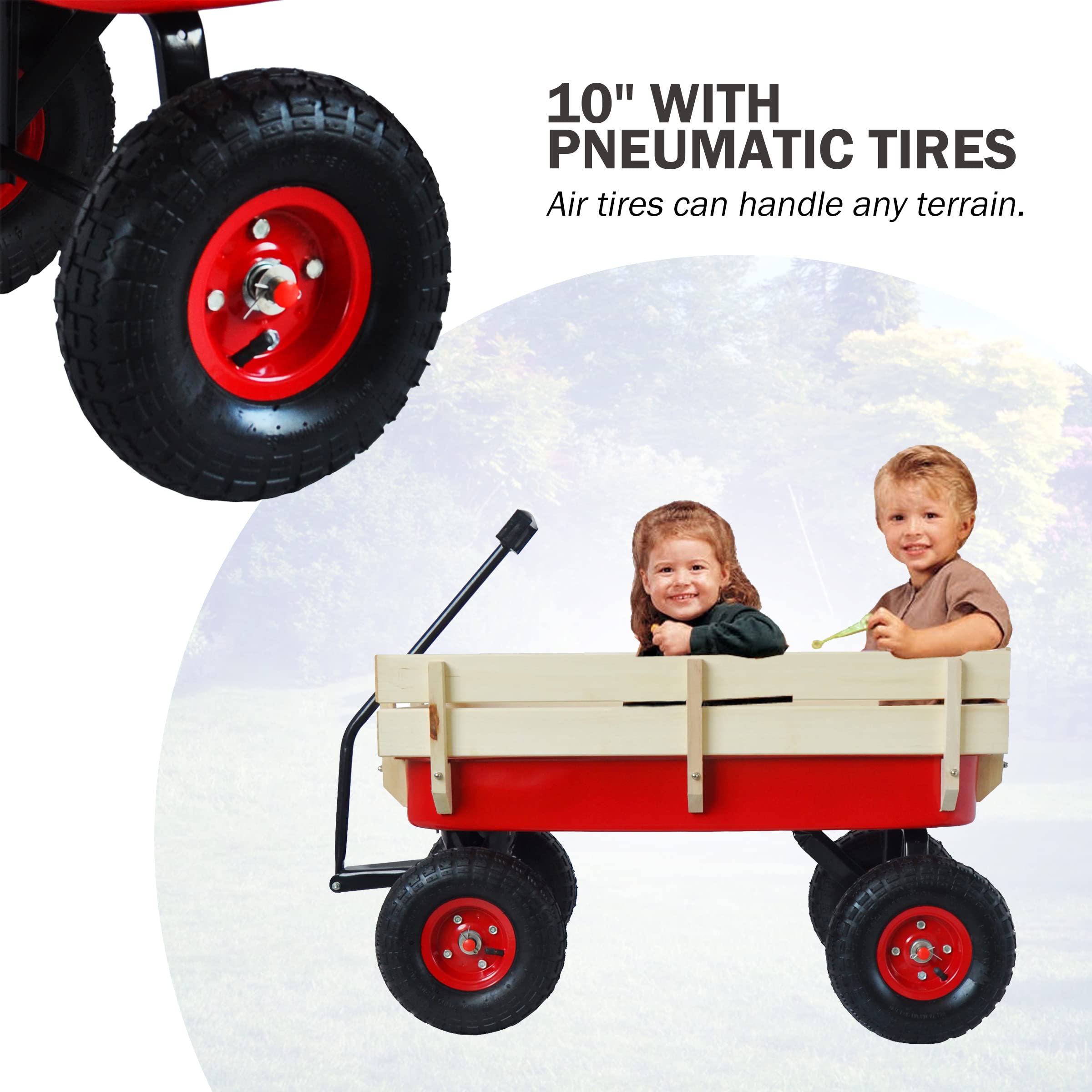 Heavy Duty Steel & Wooden Utility Wagon with 10