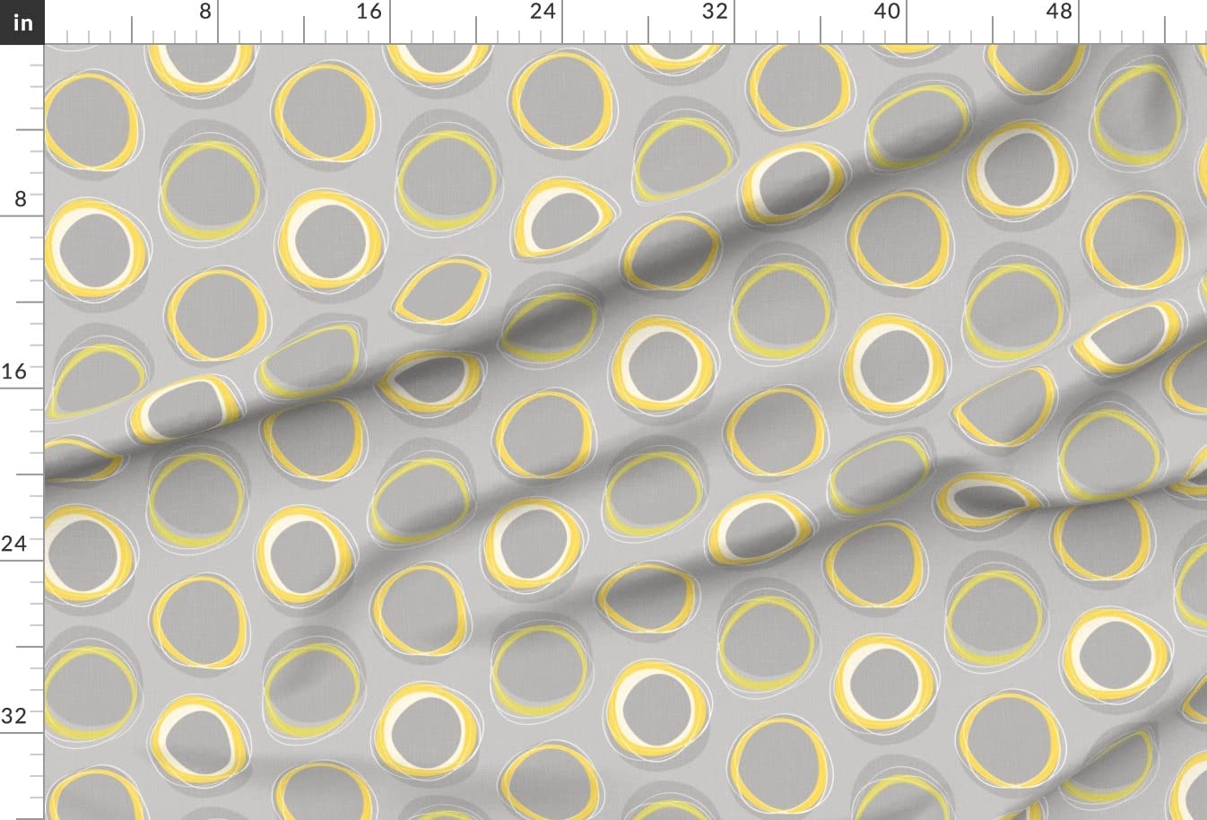 Solar Yellow Mid Century Gray Modern Abstract Circles Printed Minky Fabric by The Yard - Soft Plush Material for Sewing Baby Blankets, Quilt Backing & DIY Plush Toys - Perfect for Nursery Decor, Craft Projects & Home Accessories
