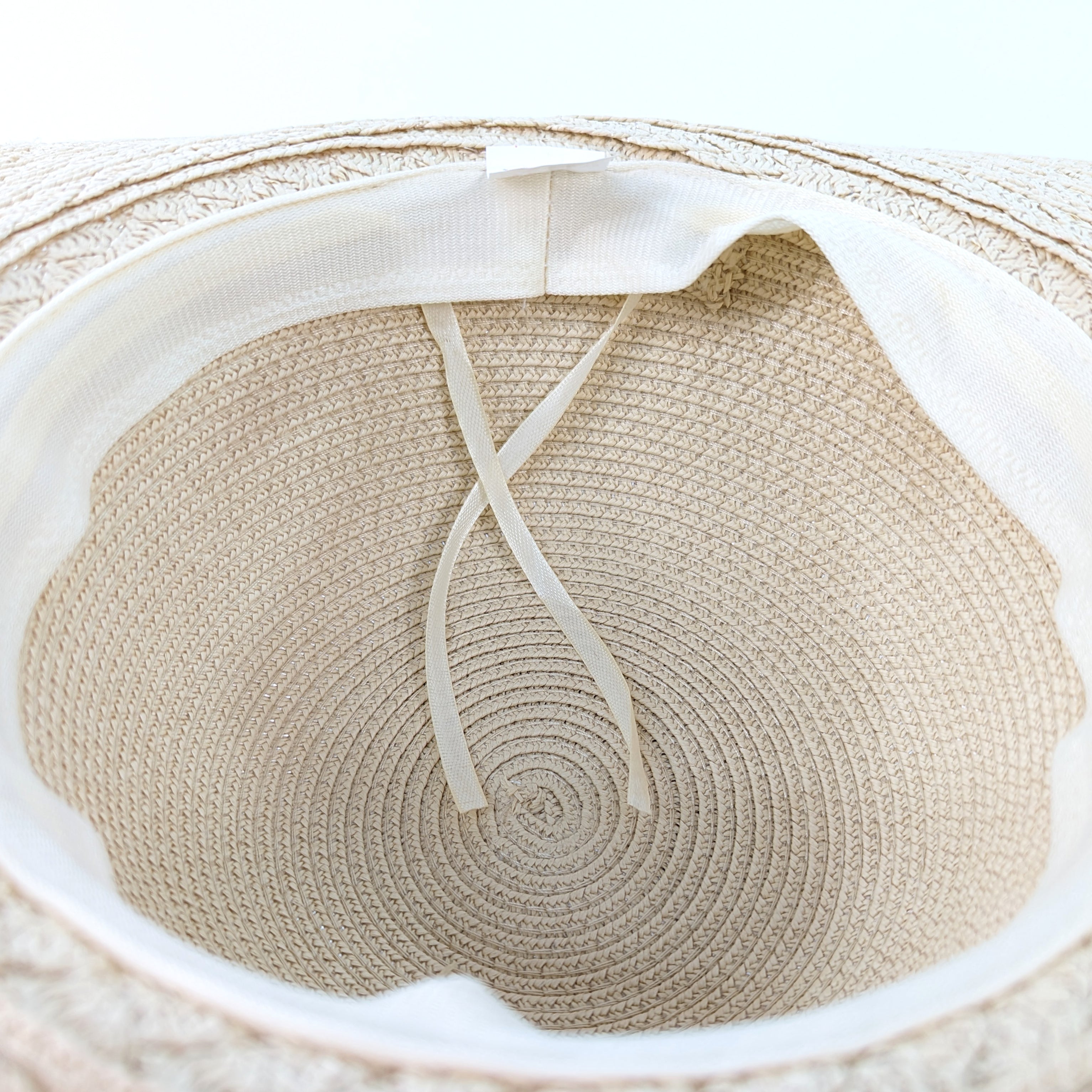 Foldable Wide Brim Sun Hat with Pink Beaded Band - 59cm UV Protection Travel Hat for Women - Perfect for Beach, Vacation & Outdoor Activities