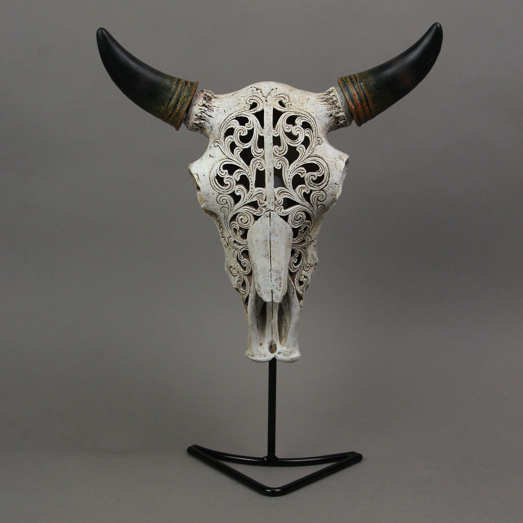 Zeckos Southwestern Style Steer Skull Resin Wall Sconce & Table Lamp with Removable Metal Stand & LED Bulb - Western Home Decor, Cowboy Theme Lighting for Living Room, Bedroom, or Bar (11.5 Inches High)