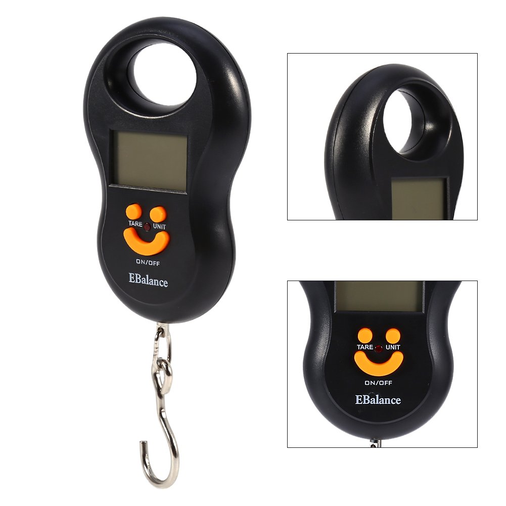 Fdit Portable 50kg/110lbs LCD Digital Hanging Scale with 10g Precision - Electronic Luggage Hook Scale for Travel, Shipping & Outdoor Adventures