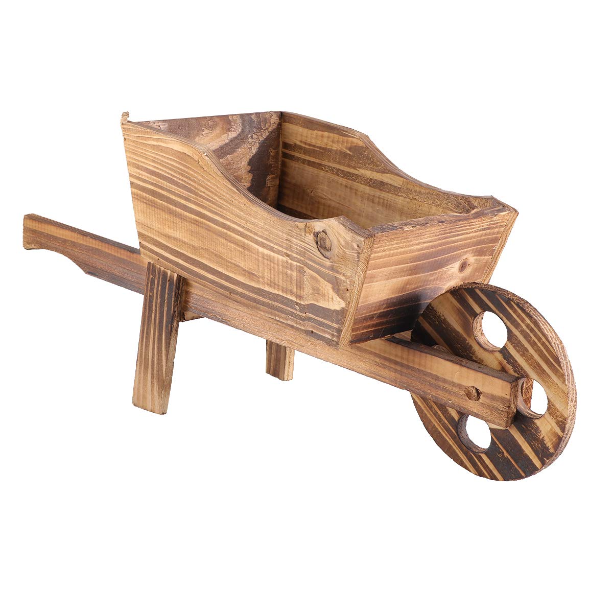Yardwe Wooden Cart Pot - Creative Plant Planter with Wheels for Garden Decor | Perfect for Outdoor Flower Display & Rustic Home Decoration