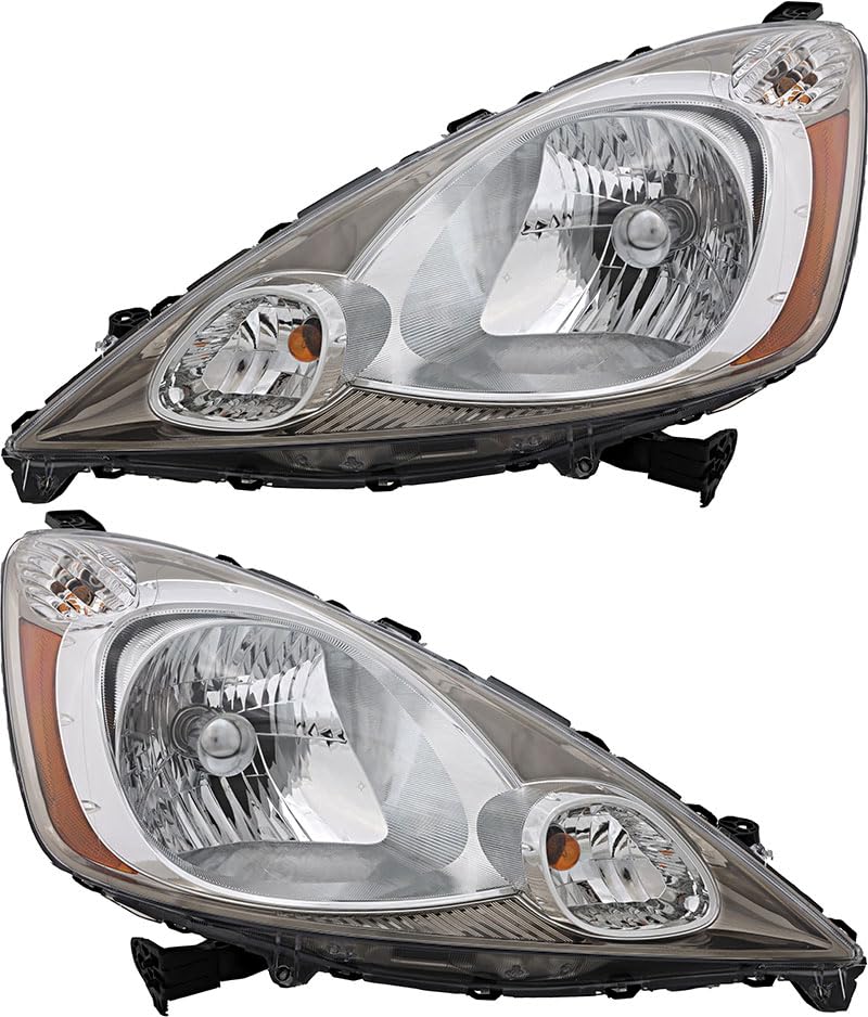 Honda Fit Sport Headlight Assembly Kit - Halogen Replacement Lamps for 2009-2011 Models (Driver & Passenger Side) | Perfect for Night Driving & Auto Restoration Projects
