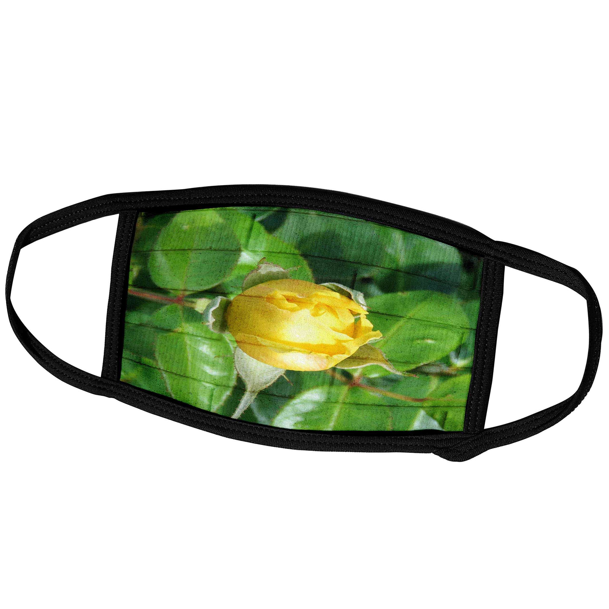 3D Rose Face Masks with Blended Layers Rose on Wall Design - Yellow Rose Bud & Horizontal Lines - Reusable Washable Fabric Masks for Women & Men - Perfect for Daily Wear, Travel, and Outdoor Activities
