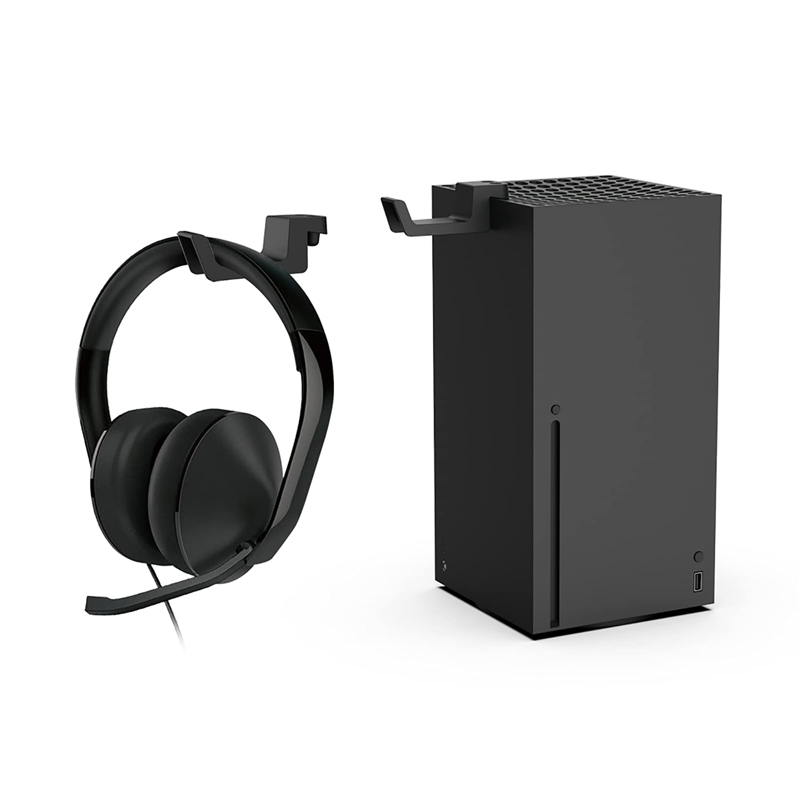 ECHZOVE Headphone Stand for Xbox Series X | Space-Saving Headset Holder with Non-Slip Clips | Matching Console Accessory (Black) | Perfect for Gaming Setup & Desk Organization