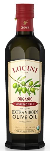 Lucini Organic Extra Virgin Olive Oil, Premium Select Cold Pressed, 500 mL (Pack of 6) - Perfect for Cooking, Salad Dressings & Gourmet Recipes