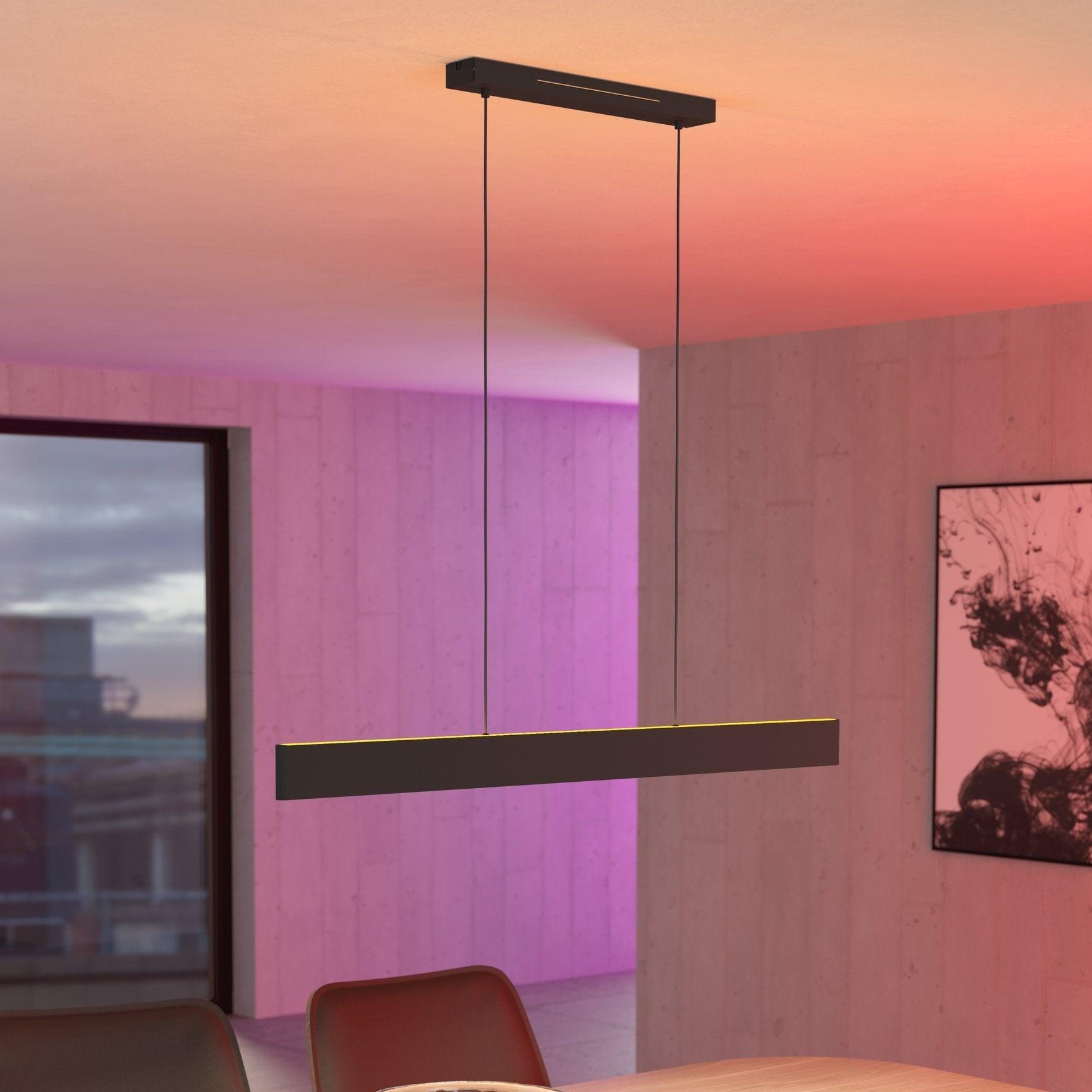 Eglo Connect Andreas Z Smart LED Black Bar Ceiling Pendant Light - Modern Dimmable Hanging Fixture for Living Room, Bedroom & Kitchen Lighting
