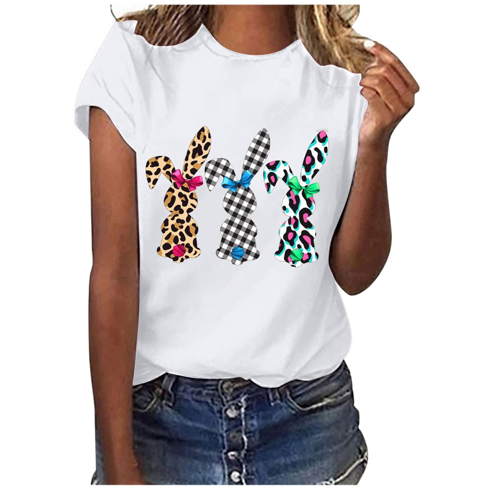 Western Shirts for Women - Summer Casual Loose Blouse with Fun Print for Easter & Outdoor