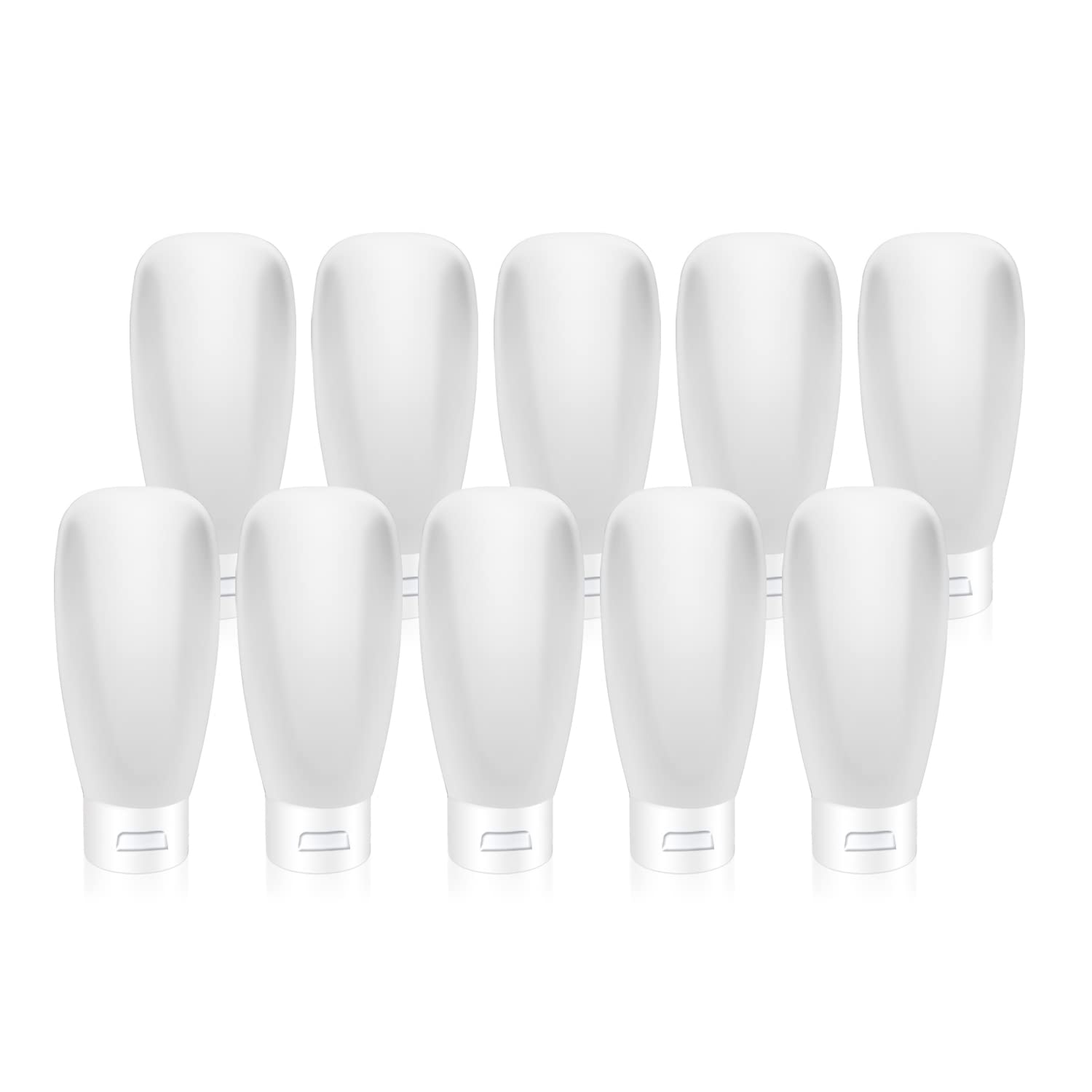 10 Pack 60ml/2oz Refillable Plastic Squeeze Tubes - Travel Bottles for Shampoo, Conditioner, Lotion & Toiletries | Translucent Frosted Soft Cosmetic Containers with Flip Top Lids | Perfect for Travel, Gym, Camping & Daily Use