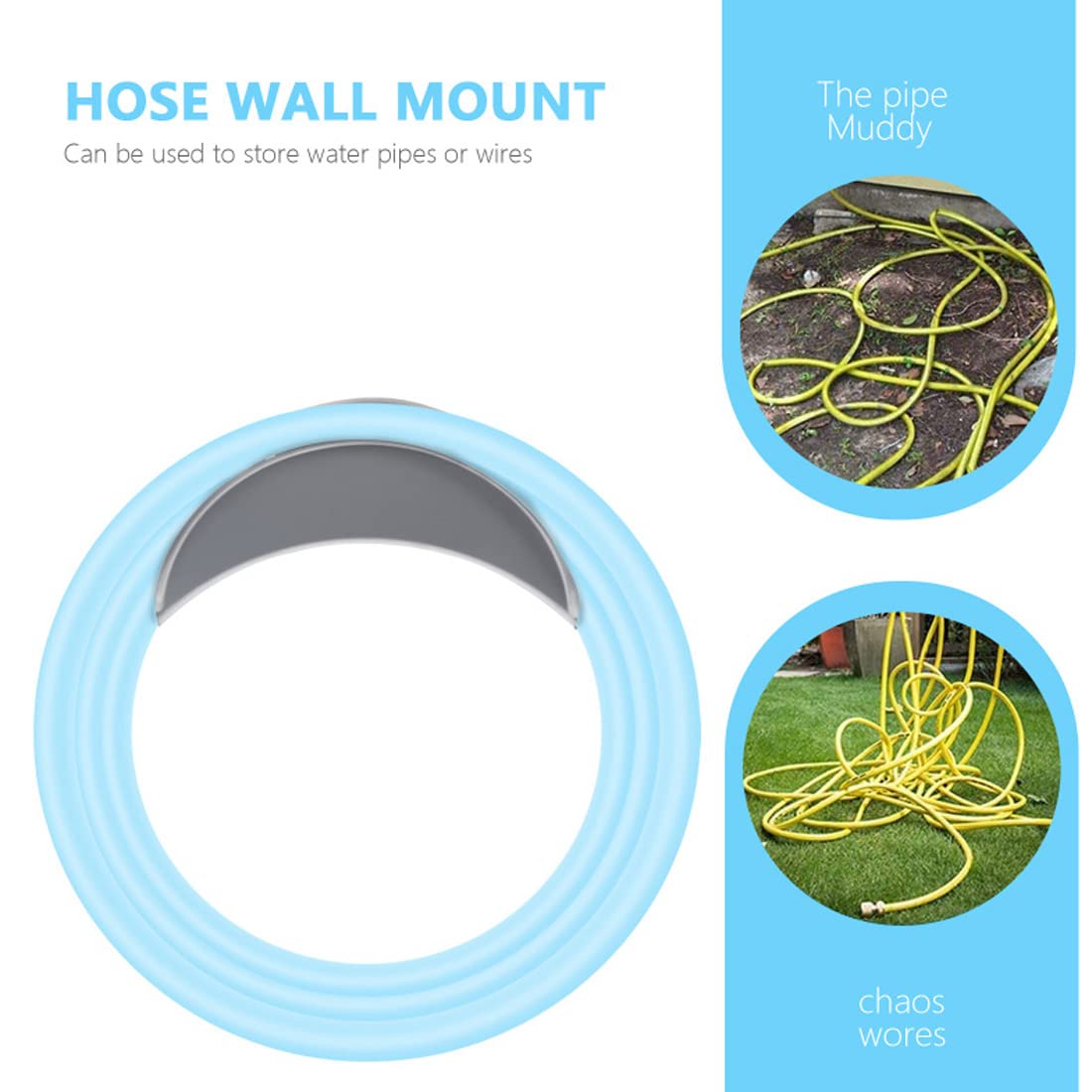 Heavy Duty Steel Wall Mount Garden Hose Holder - Sturdy Outdoor Water Hose Bracket & Storage Hanger for Up to 100ft Hose - Perfect for Yard, Lawn, Garage Organization (Silver)