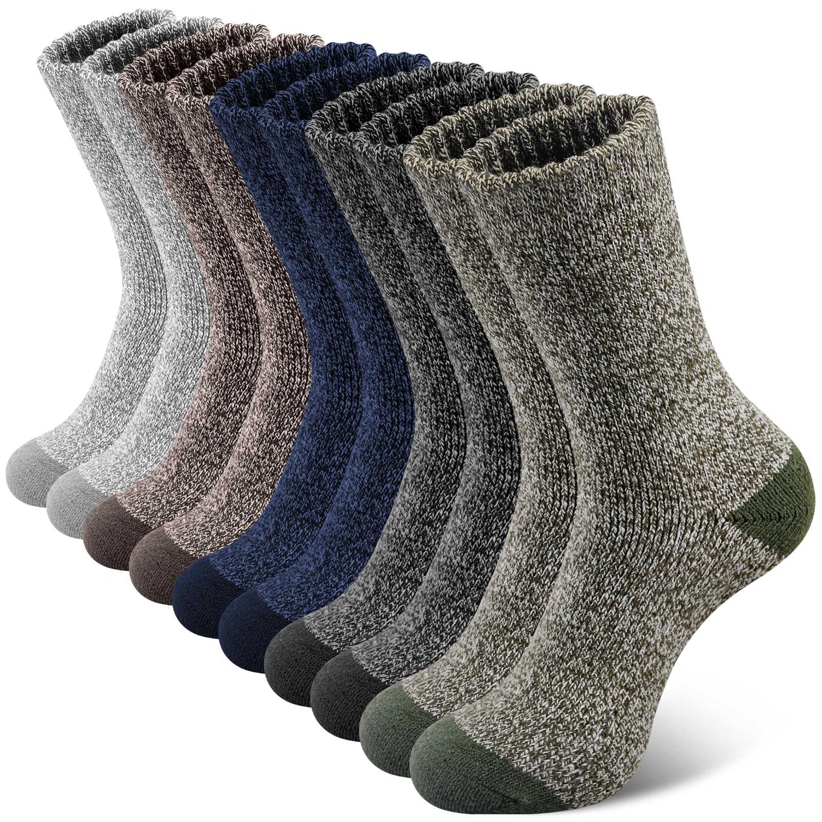 SIMIYA 5 Pairs Merino Wool Socks for Men - Super Thick Thermal Hiking Socks for Winter, Cold Weather - Perfect for Outdoor Activities, Camping, and Snow Sports