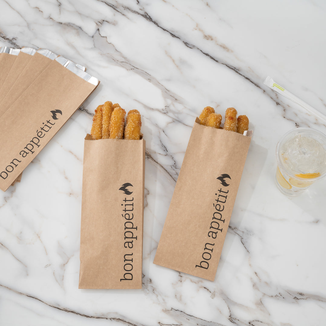 Eco-Friendly Kraft Paper Foil Bags with Bon Appetit Print - Pint Size (4.5
