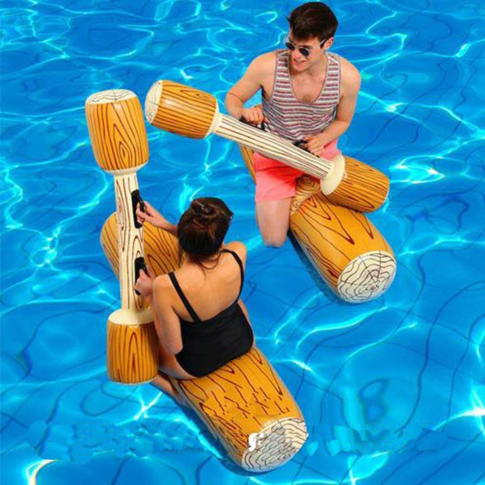 2 Pack Inflatable Floating Water Battle Logs - Fun Pool Party Toys for Adults & Kids - Perfect for Water Sports, Games, and Relaxing in the Pool