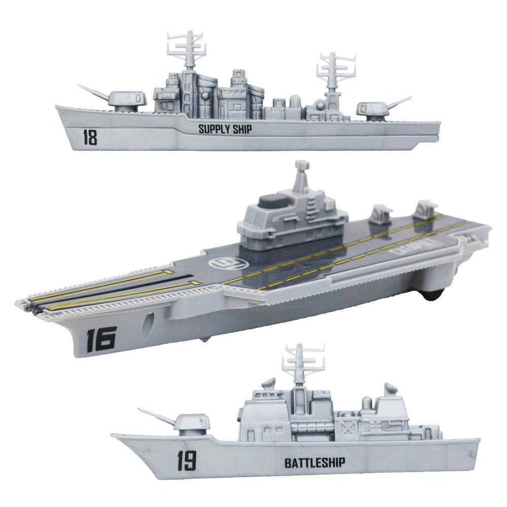 deAO Aircraft Carrier Toy Set with Mini Planes, Supply Ship & Battleship - Military Naval Play Set for Boys & Girls - Perfect for Kids' Battleship Games & Imaginative Play