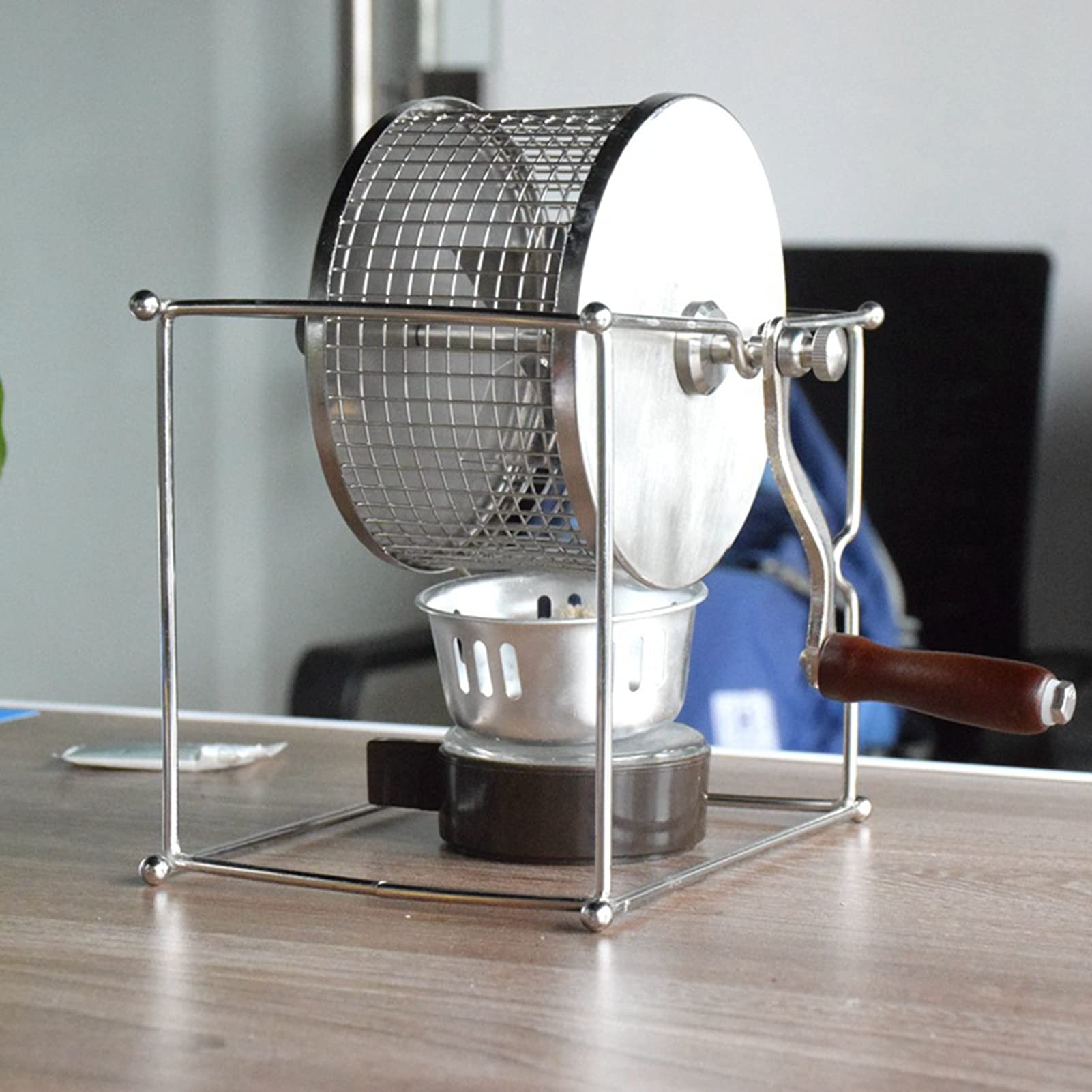 Alvinlite Stainless Steel Hand-Cranked Coffee Bean Roaster Machine - Temperature Control for Home & Small Coffee Shops - Perfect for Fresh Roasting Specialty Coffee Beans
