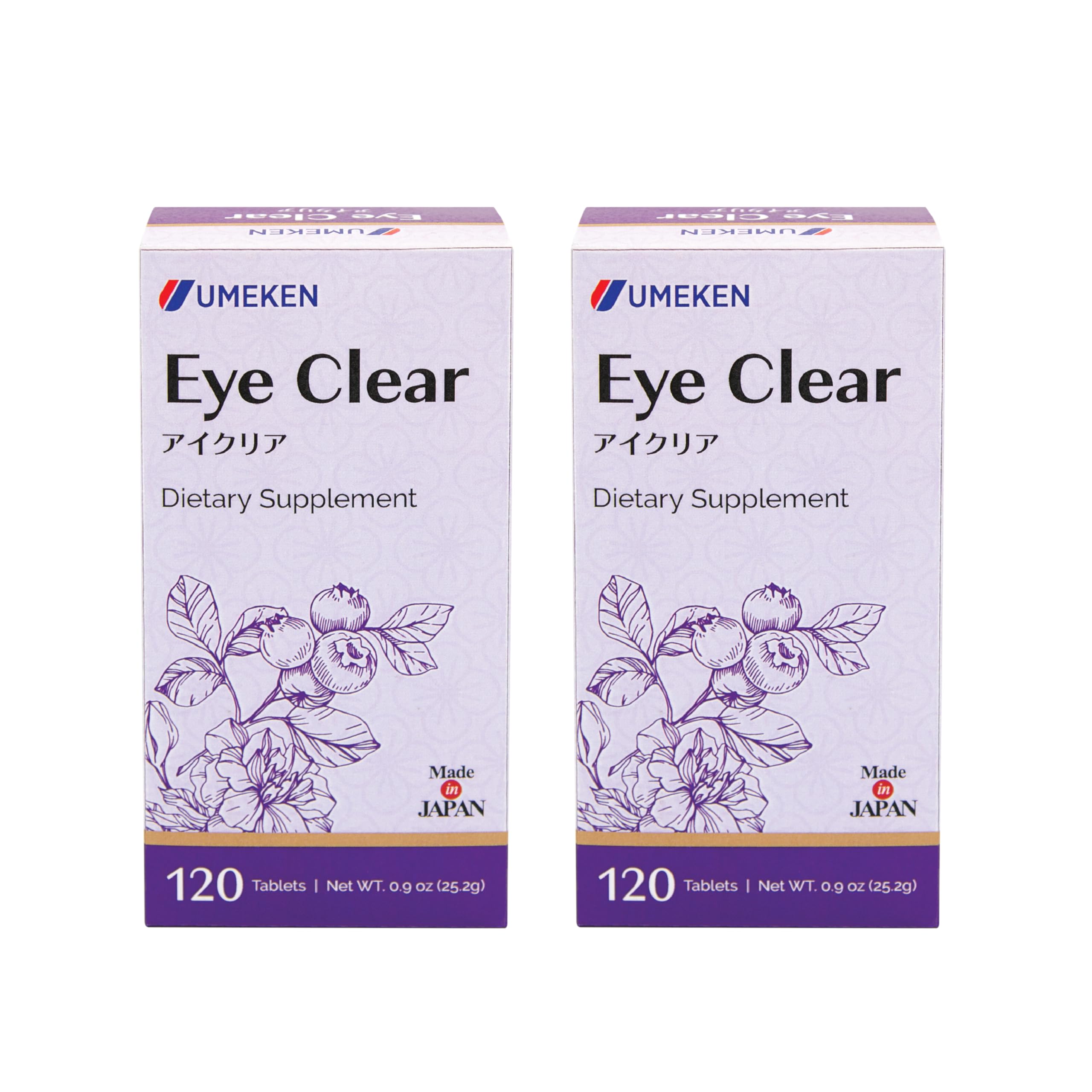 Umeken Eye Clear Dietary Supplement with Blueberry Extract, Lutein & Zeaxanthin | Ginkgo Biloba Vision Support for Adults | Eye Health Vitamins | 240 Tablets (2 x 120) 4 Month Supply | Perfect for Computer Users & Night Driving