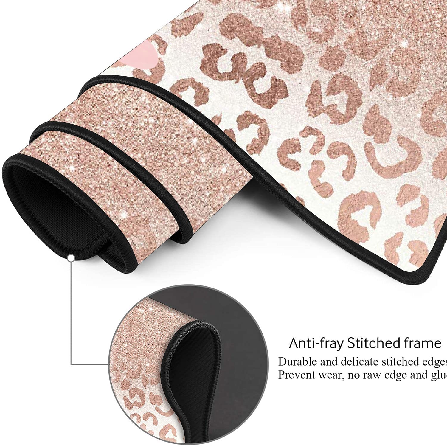 XXL Large Gaming Mouse Pad - Extended Ergonomic Computer Desk Mat with Non-Slip Rubber Base, Thick Keyboard Cover & Cup Coaster (Panda Face Leopard Star Design) - Perfect for Gaming, Office Work & Home Computer Setup