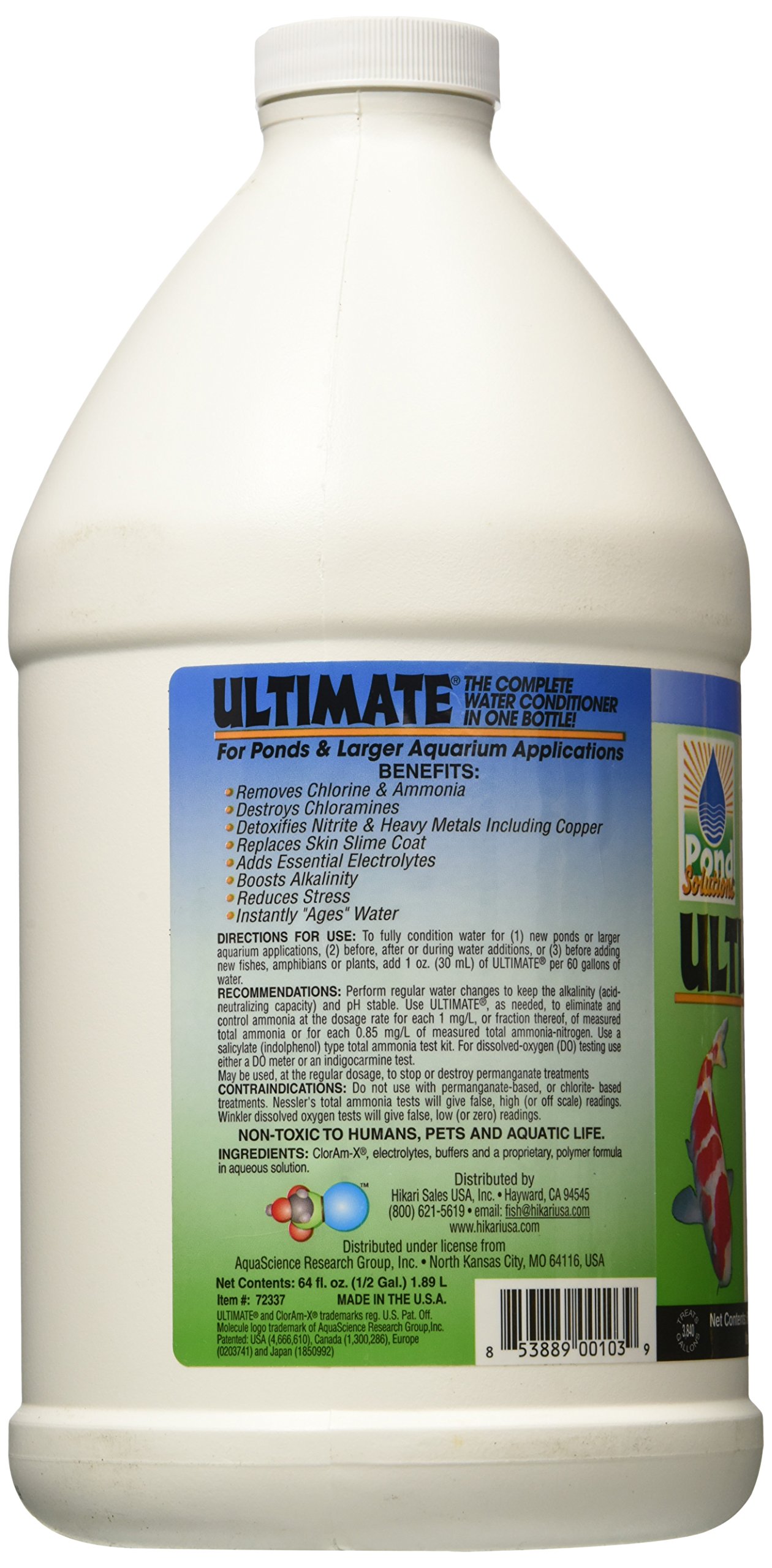 Hikari AHK72337 Ultimate Aquarium Water Conditioner for Fish Tanks - 0.5 Gallon | Removes Chlorine & Heavy Metals | Safe for Freshwater & Saltwater Fish | Perfect for Water Changes & New Tank Setup