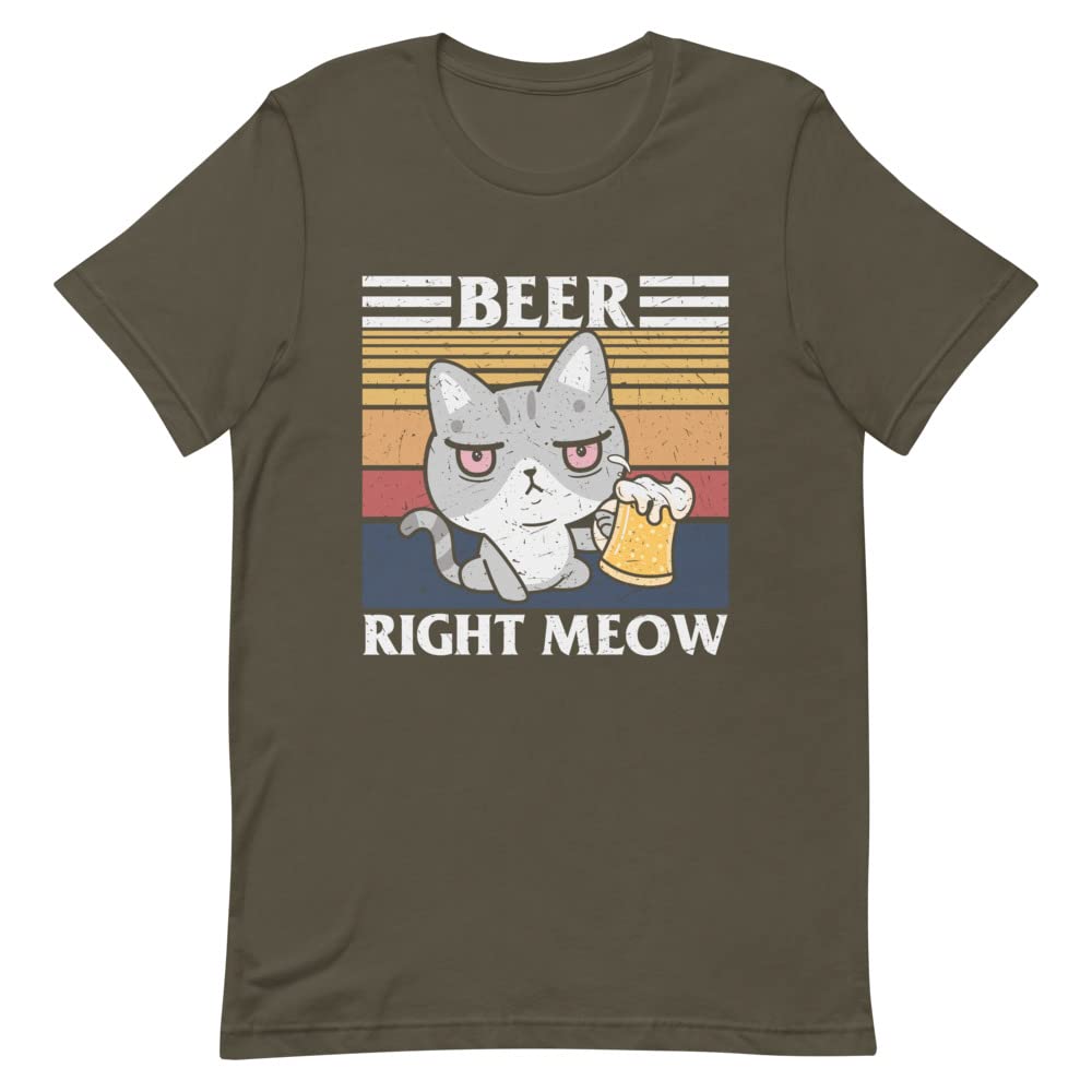 Funny Drinking Beer Cat Retro Sunset T-Shirt for Men & Women - Cool Vintage Graphic Tee for Beer Lovers, Casual Wear & Gifts