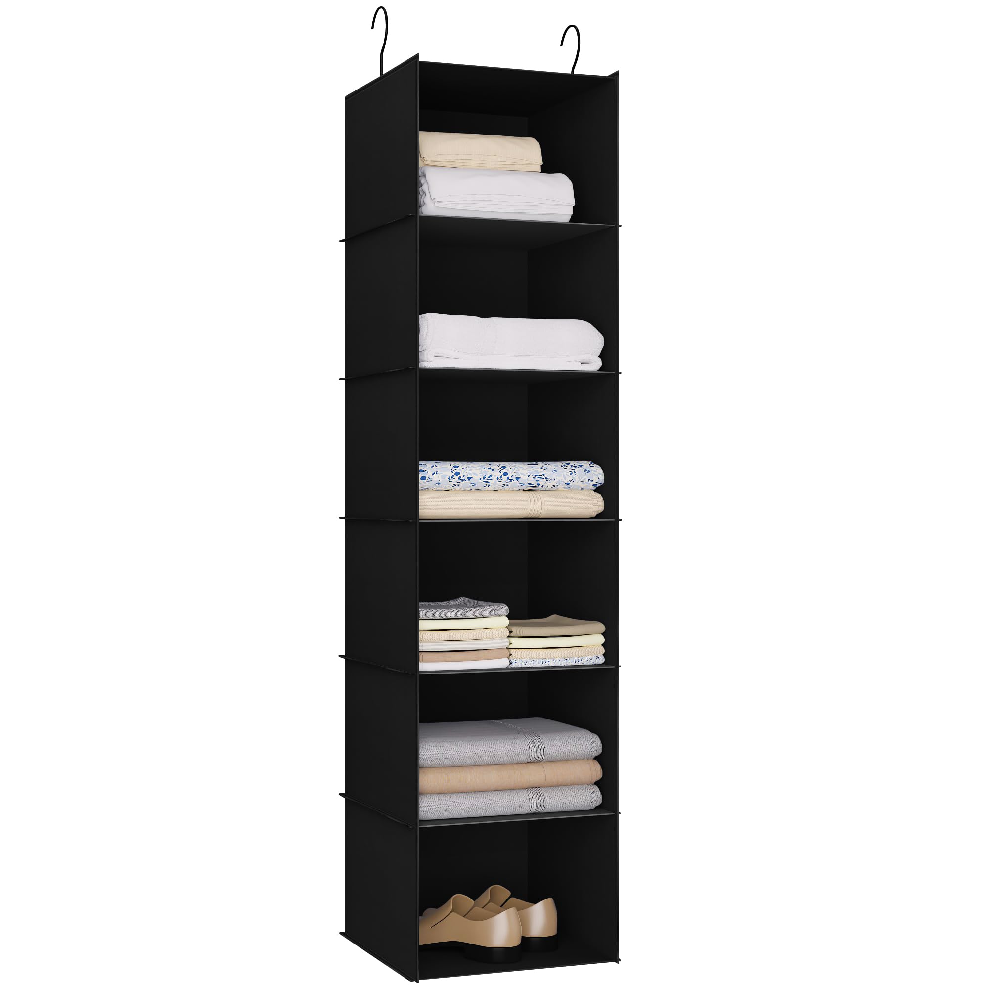 6-Shelf Hanging Closet Organizer for RV, Wardrobe & Nursery - Space Saving Storage Solution for Clothes, Toys & Camper Accessories - Perfect for Small Spaces, Baby Rooms & Travel Organization