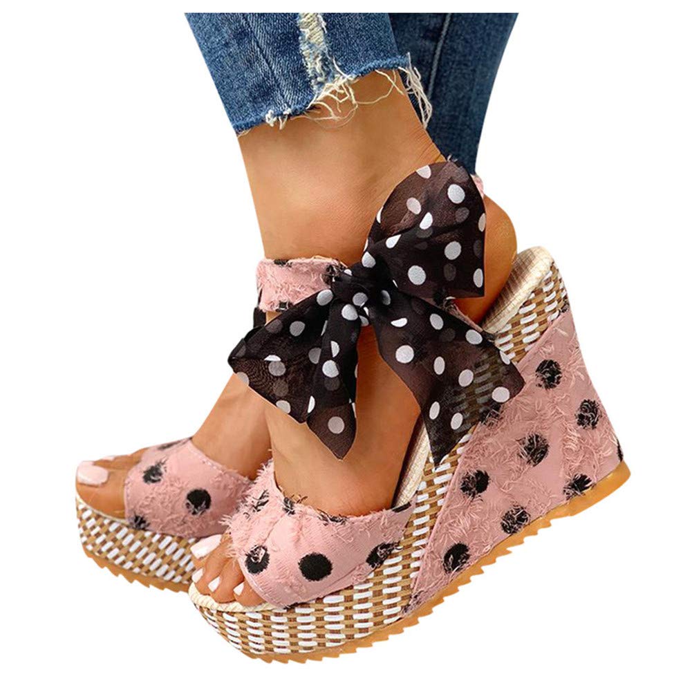 Women's Wide Width Wedge Sandals with Ankle Strap - 2020 Fashion Summer Beach Sandals, Open Toe Espadrille Platform Sandals for Casual Wear, Vacation & Outdoor Activities