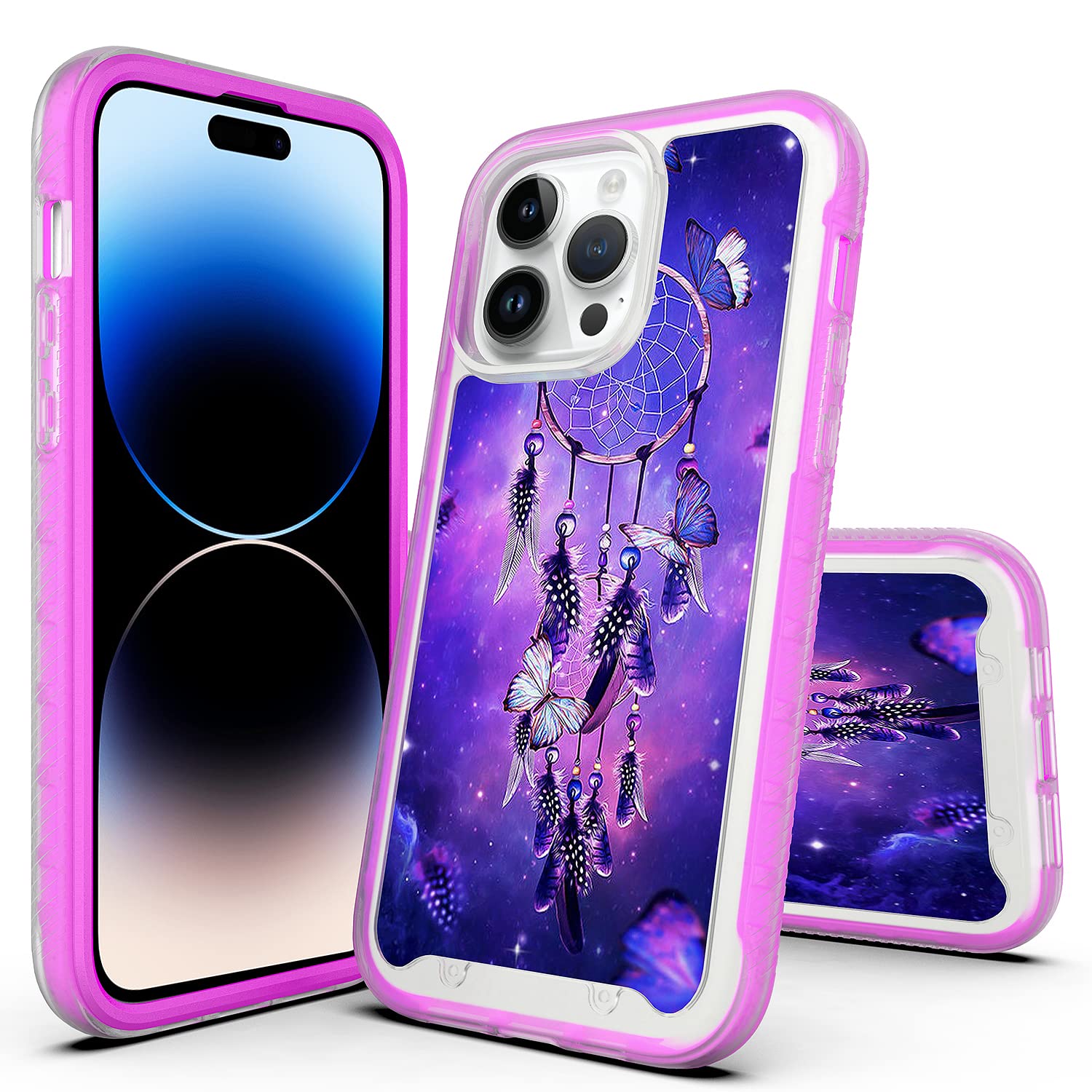iPhone 13 Pro Max Rose Gold Hybrid Graphic Design Case - 360° Protection Cover with Dream Catcher Pattern | Slim Shockproof Phone Case for Women & Men | Perfect for Work, Travel & Everyday Use