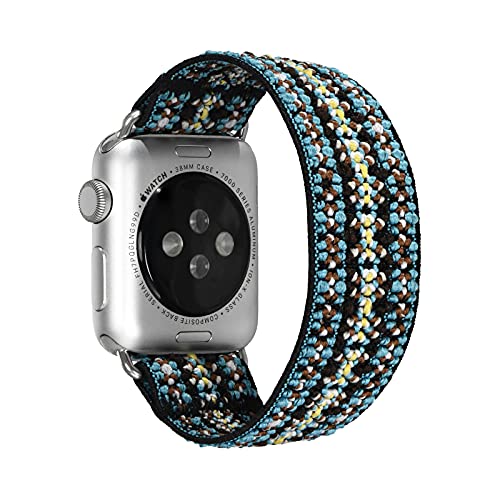 Tefeca Orchid Embroidery Pattern Elastic Strap - Compatible Replacement Band for Apple Watch Series 1/2/3/4/5/6/7/8/SE - Stylish & Comfortable for Workouts, Office & Everyday Wear