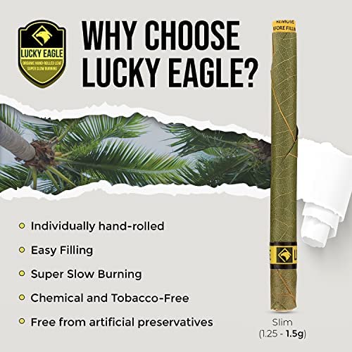 Lucky Eagle Mini Pre-Rolled Cones - Natural Palm Leaf Pre-Wraps for Smoking - 25 Cones per Pack (5-Pack Box) - Perfect for Travel & Quick Rolling