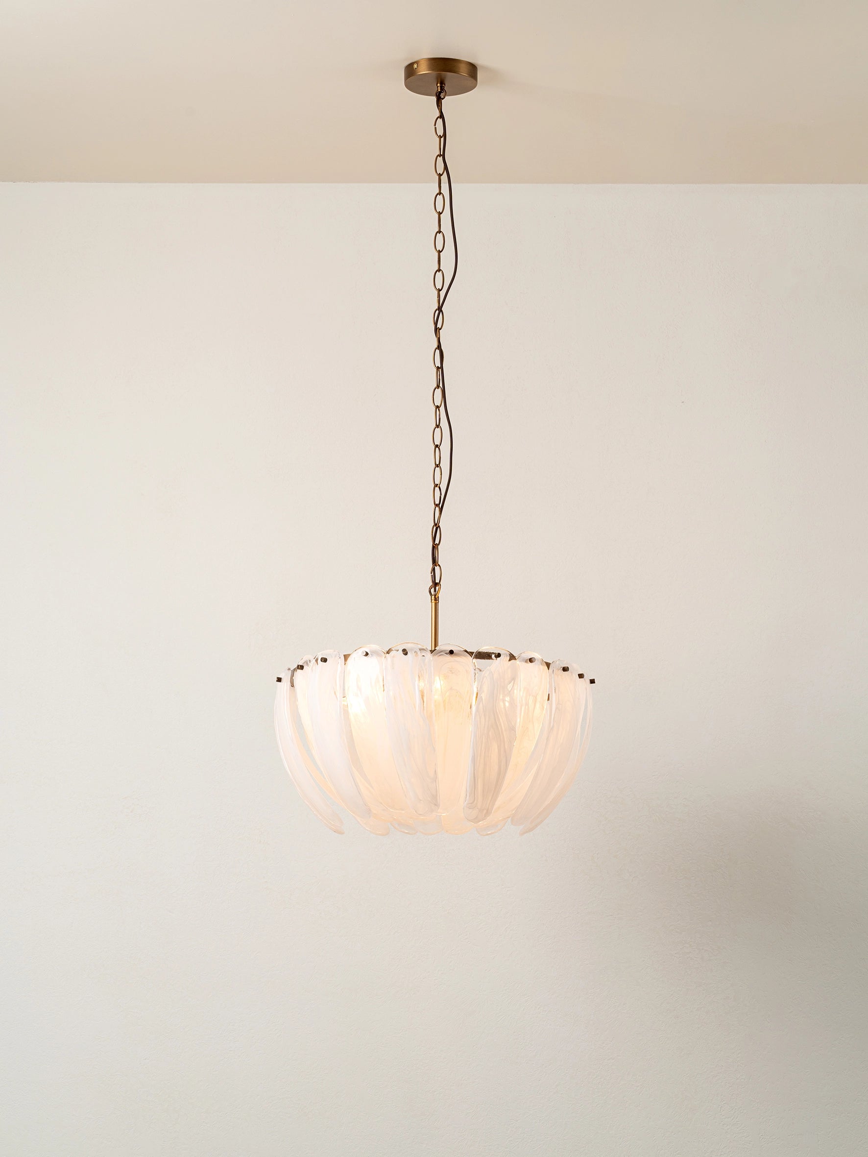 Astera 4-Light Alabaster Curved Glass Chandelier - Elegant Dining Room & Entryway Lighting Fixture